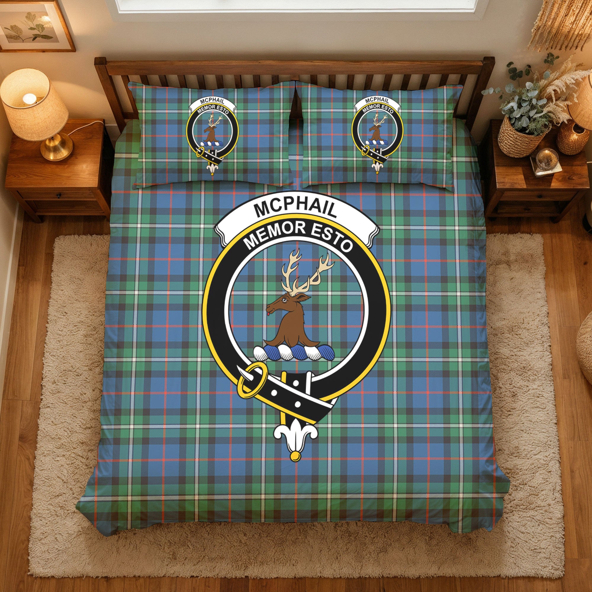 McPhail Hunting Ancient Tartan Crest Bedding Set