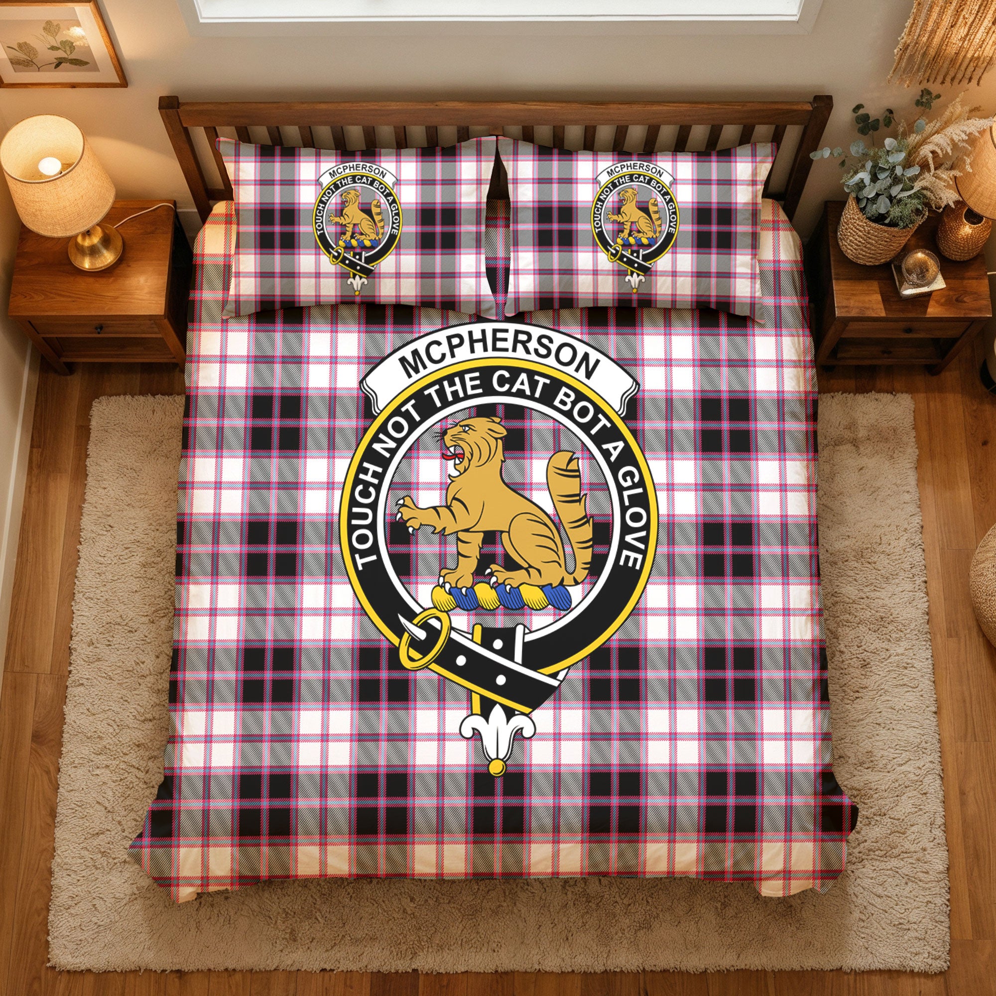 McPherson Hunting Modern Tartan Crest Bedding Set
