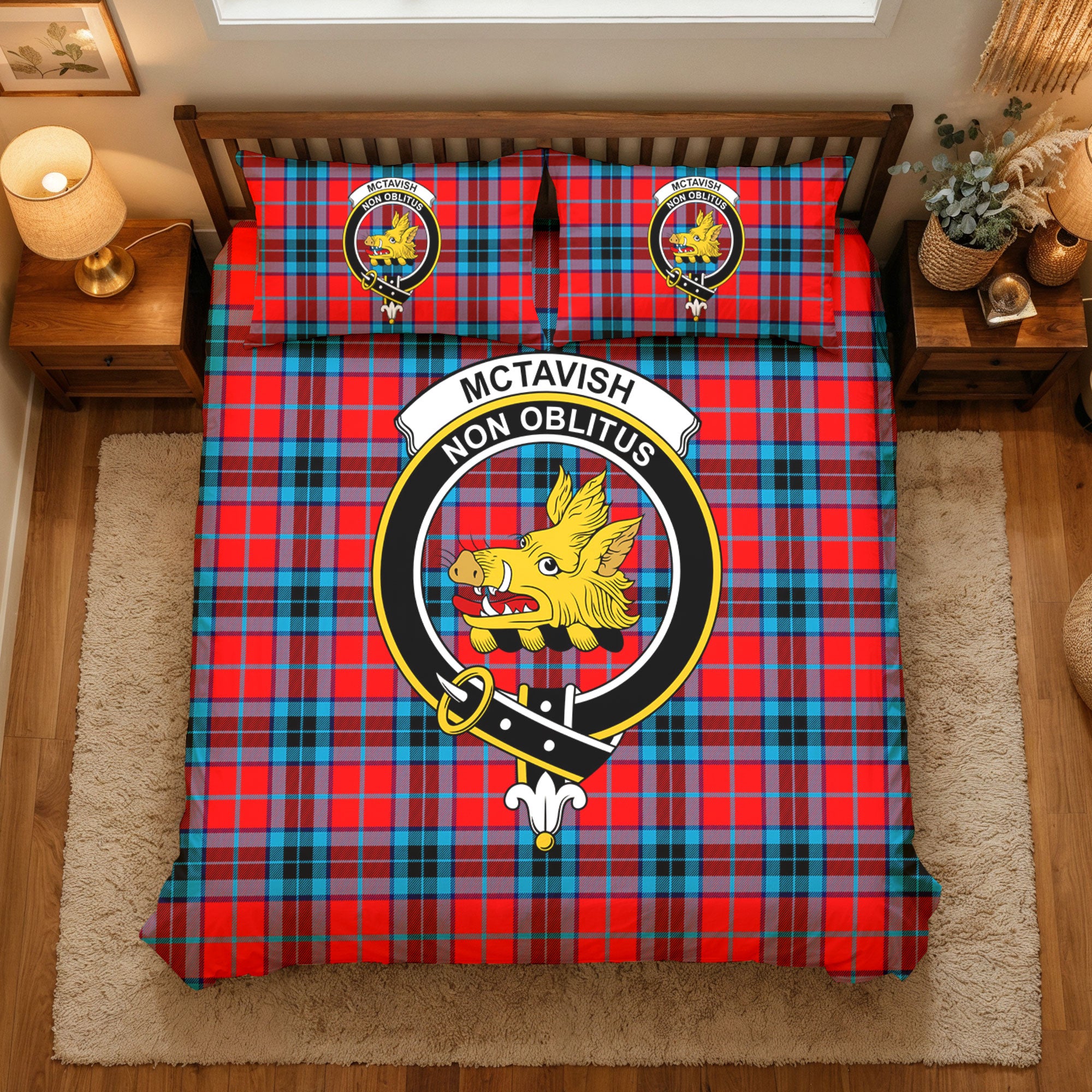 McTavish Modern Tartan Crest Bedding Set