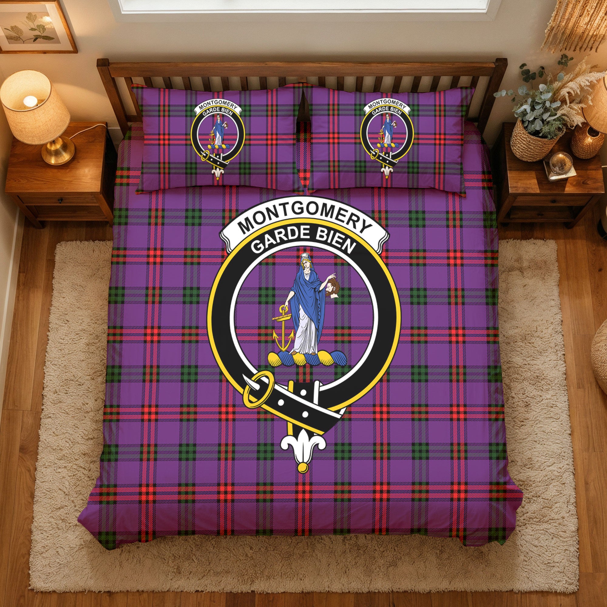 Montgomery Modern Tartan Crest Bedding Set