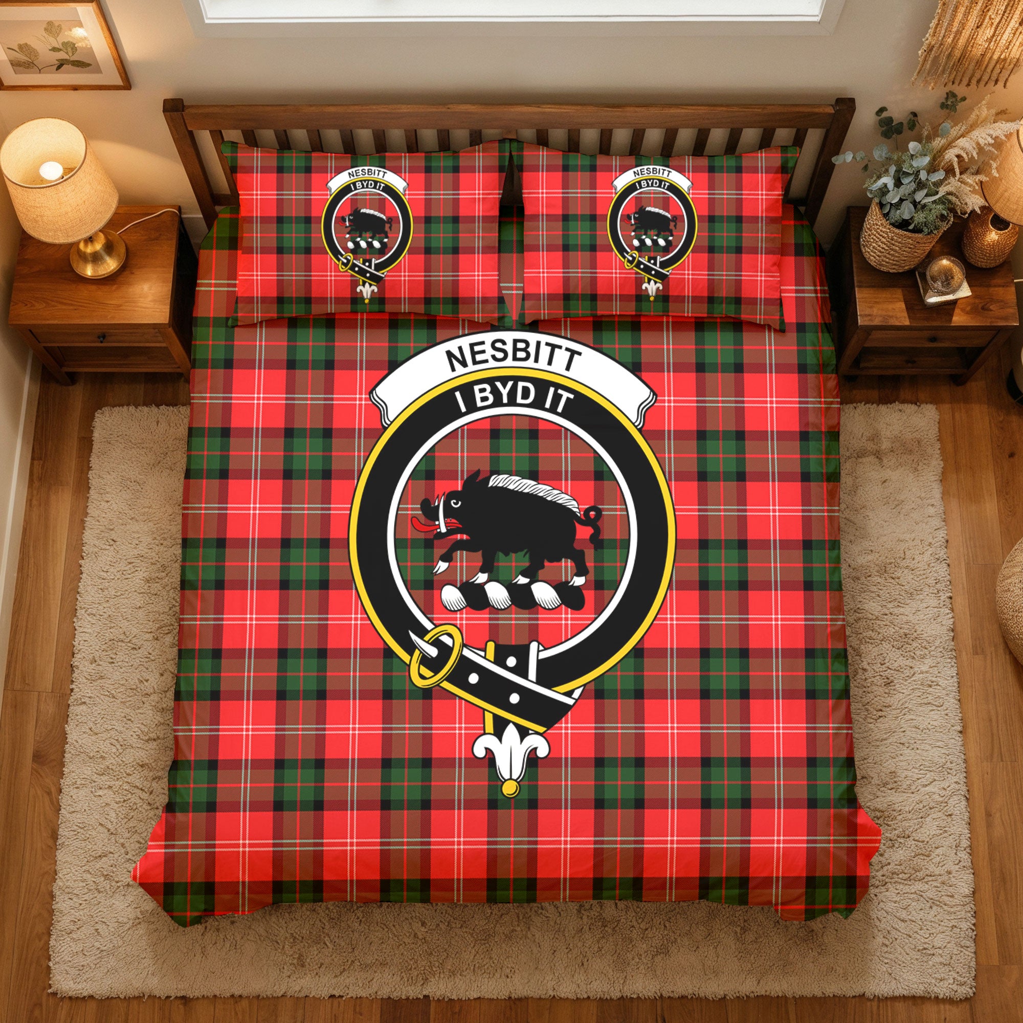 Nesbitt Modern Tartan Crest Bedding Set