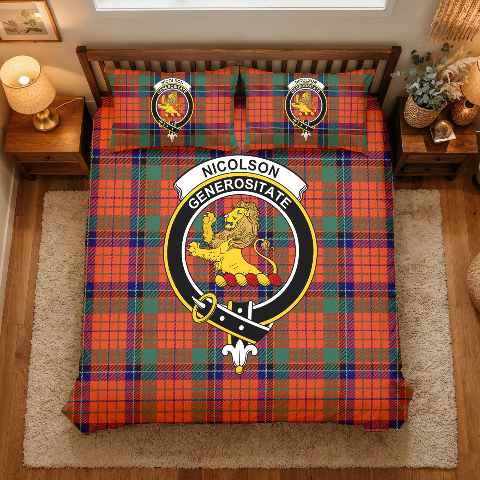 Nicolson Ancient Old Tartan Crest Bedding Set