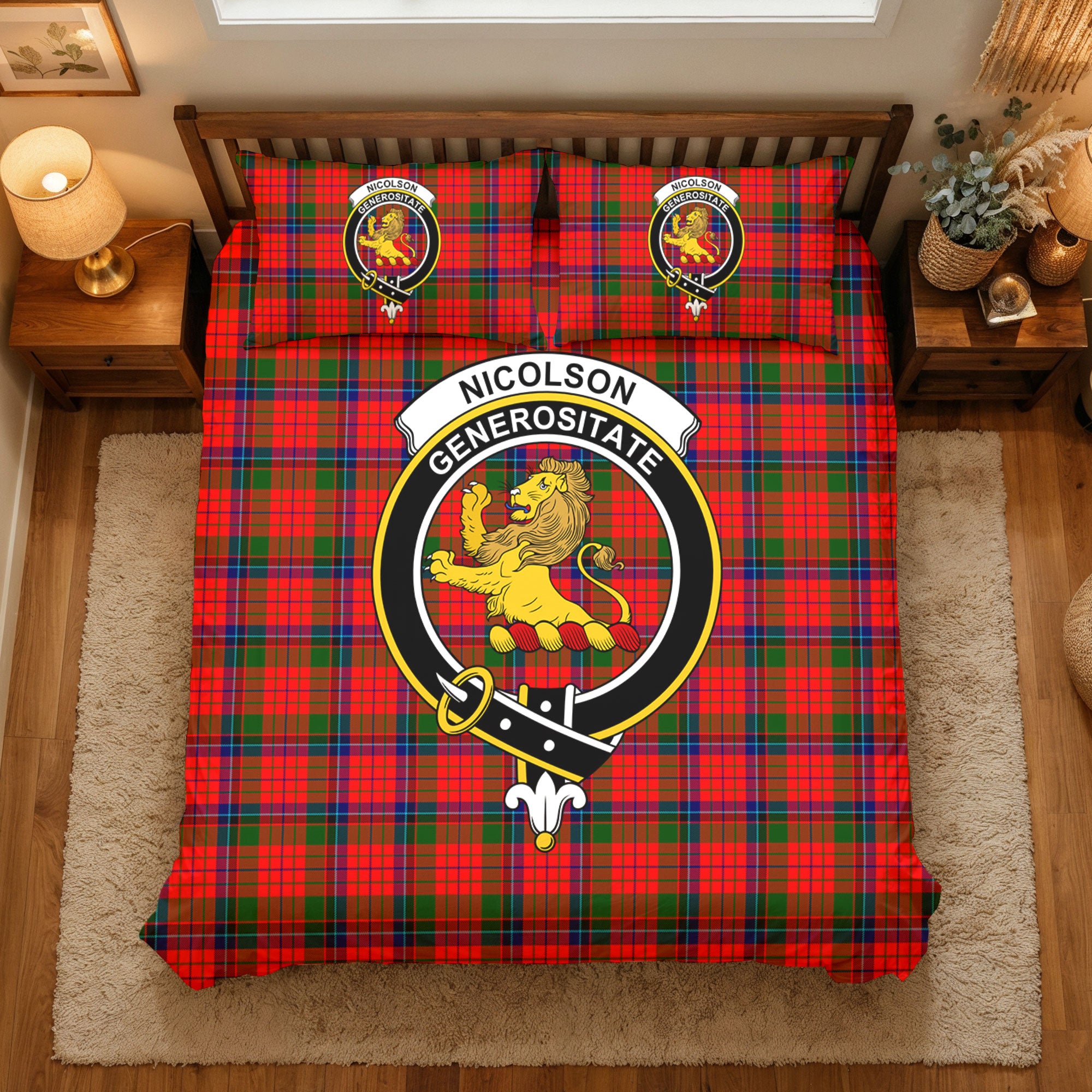 Nicolson Modern Tartan Crest Bedding Set