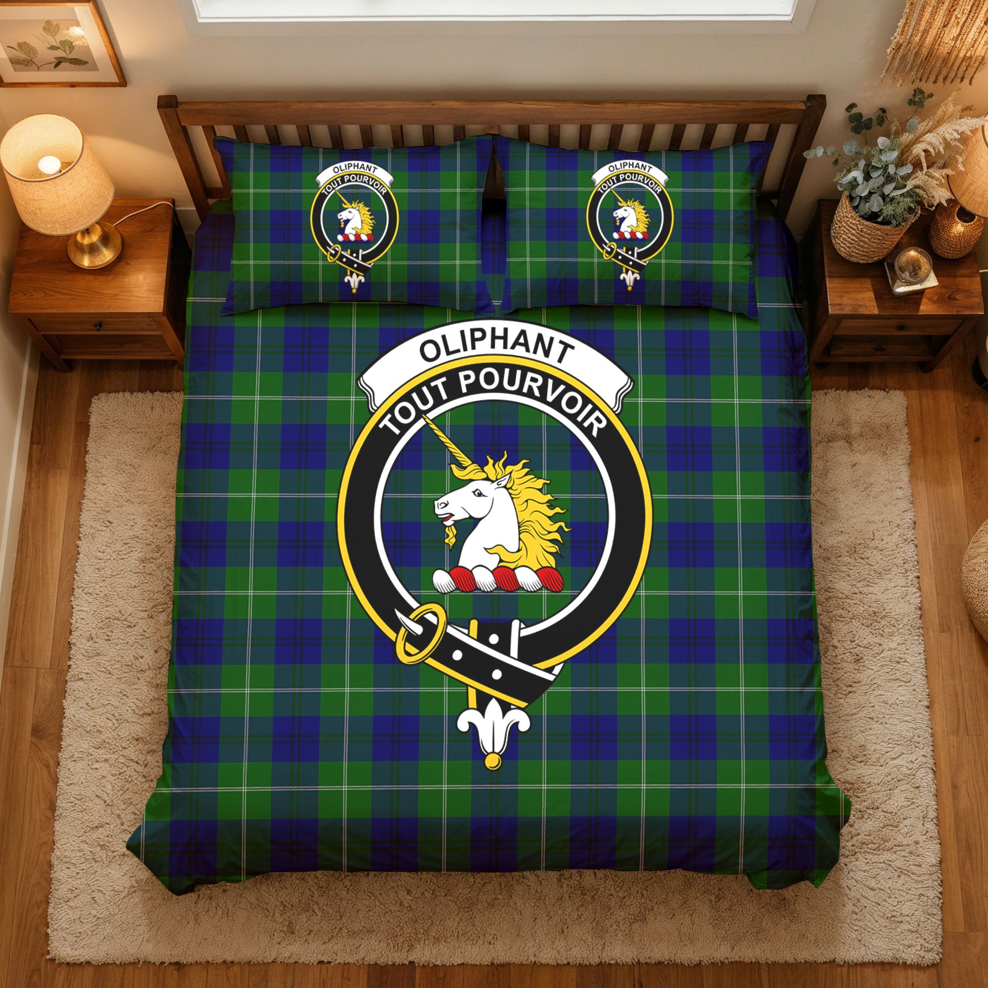 Oliphant Modern Tartan Crest Bedding Set