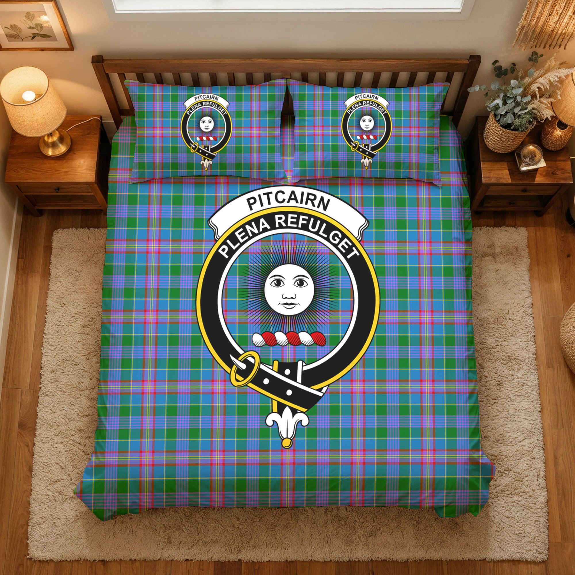 Pitcairn Hunting Tartan Crest Bedding Set