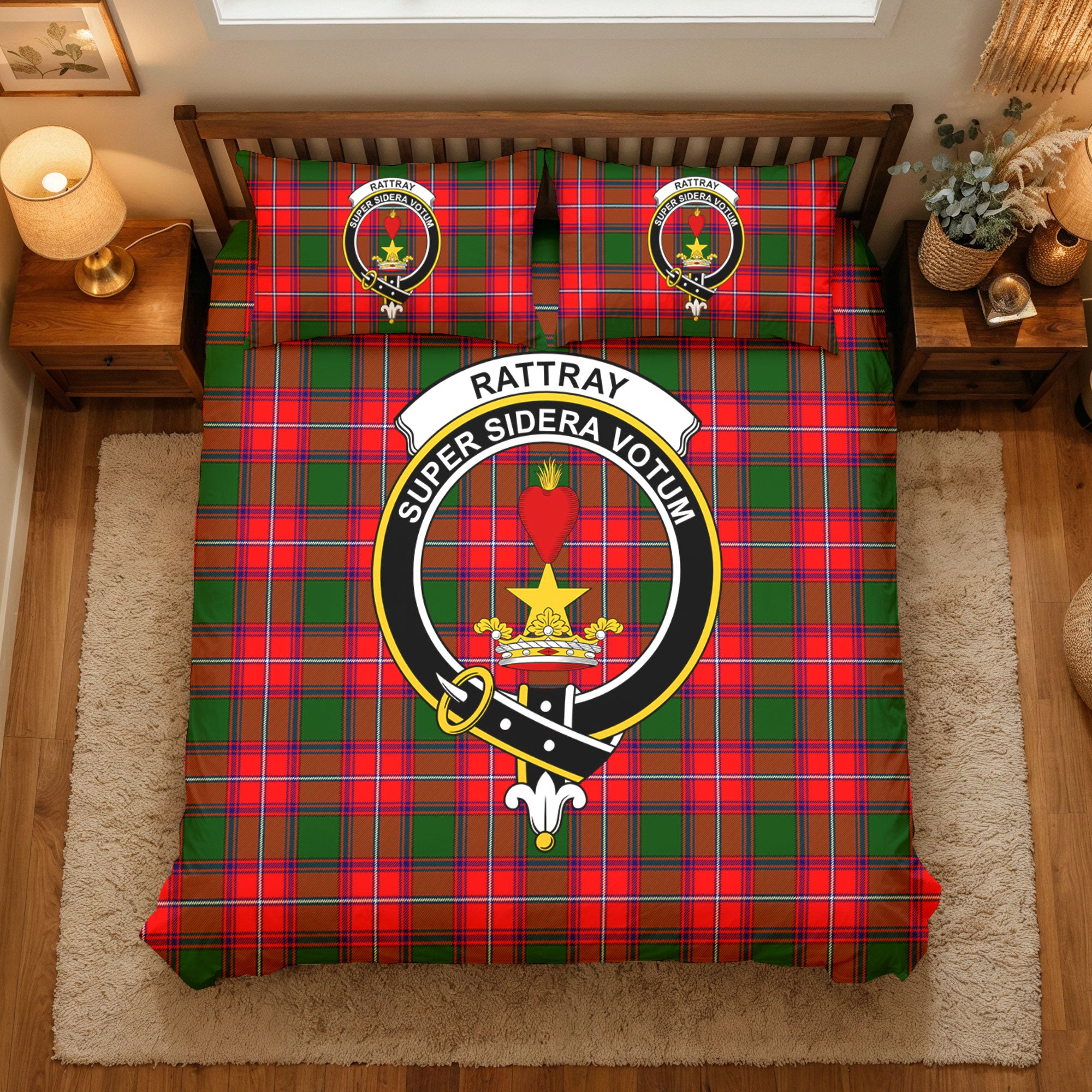 Rattray Modern Tartan Crest Bedding Set