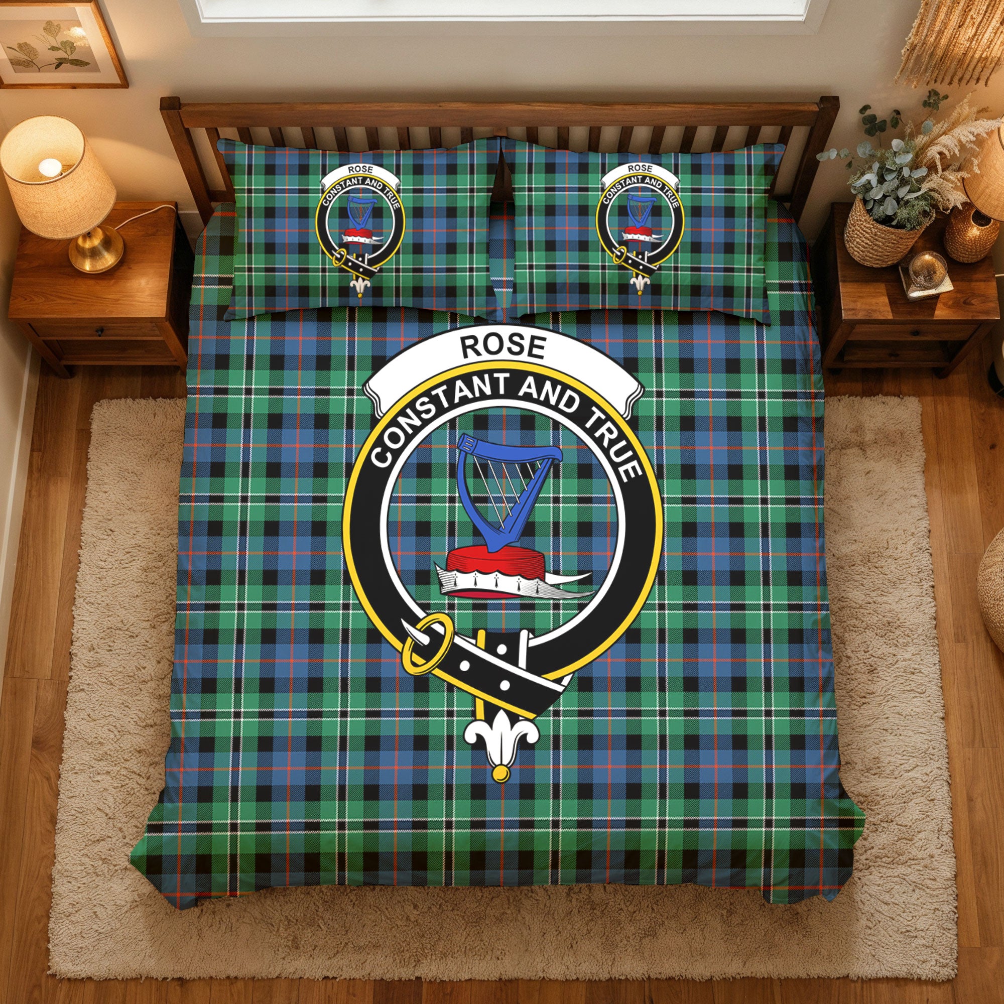 Rose Hunting Ancient Tartan Crest Bedding Set