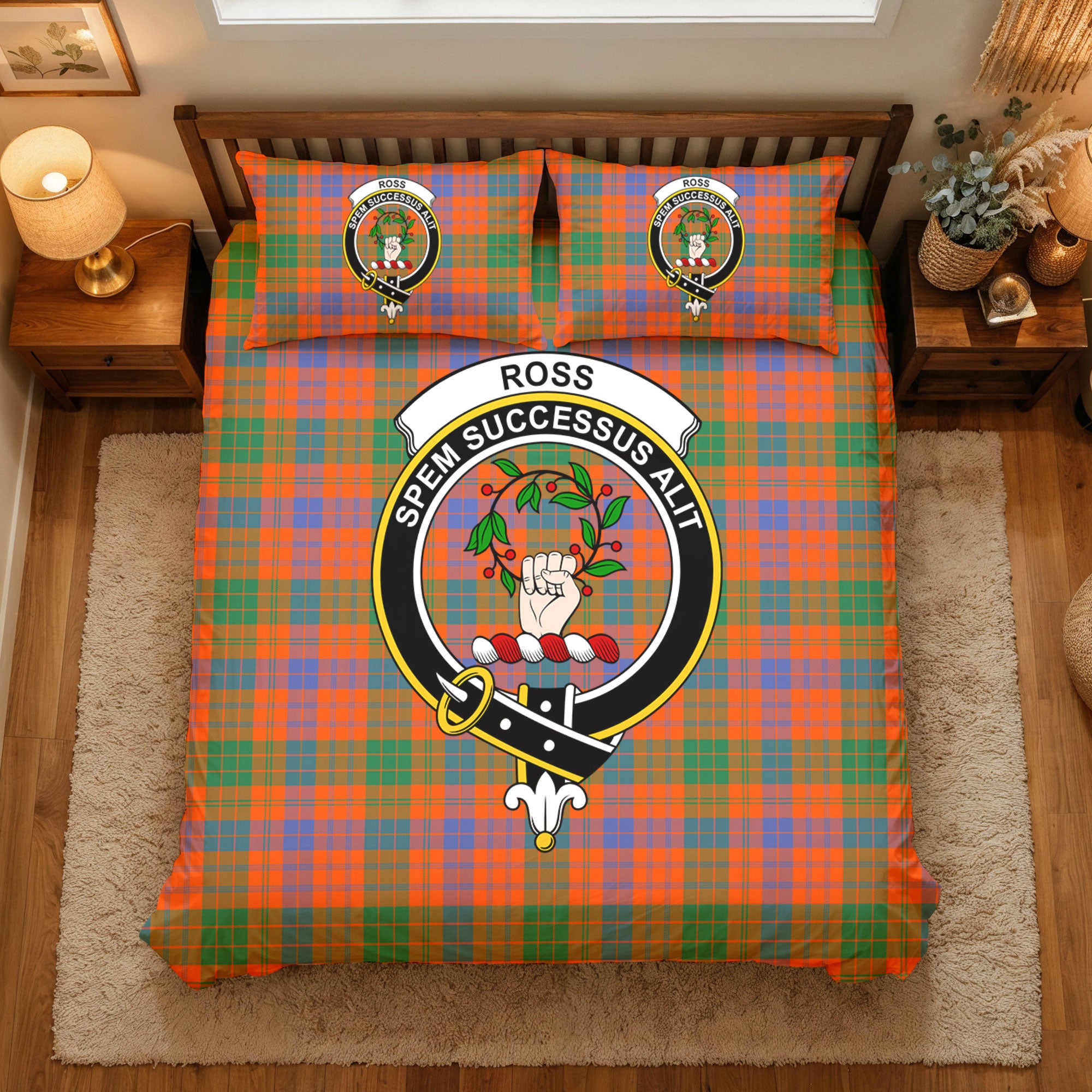 Ross Ancient Tartan Crest Bedding Set