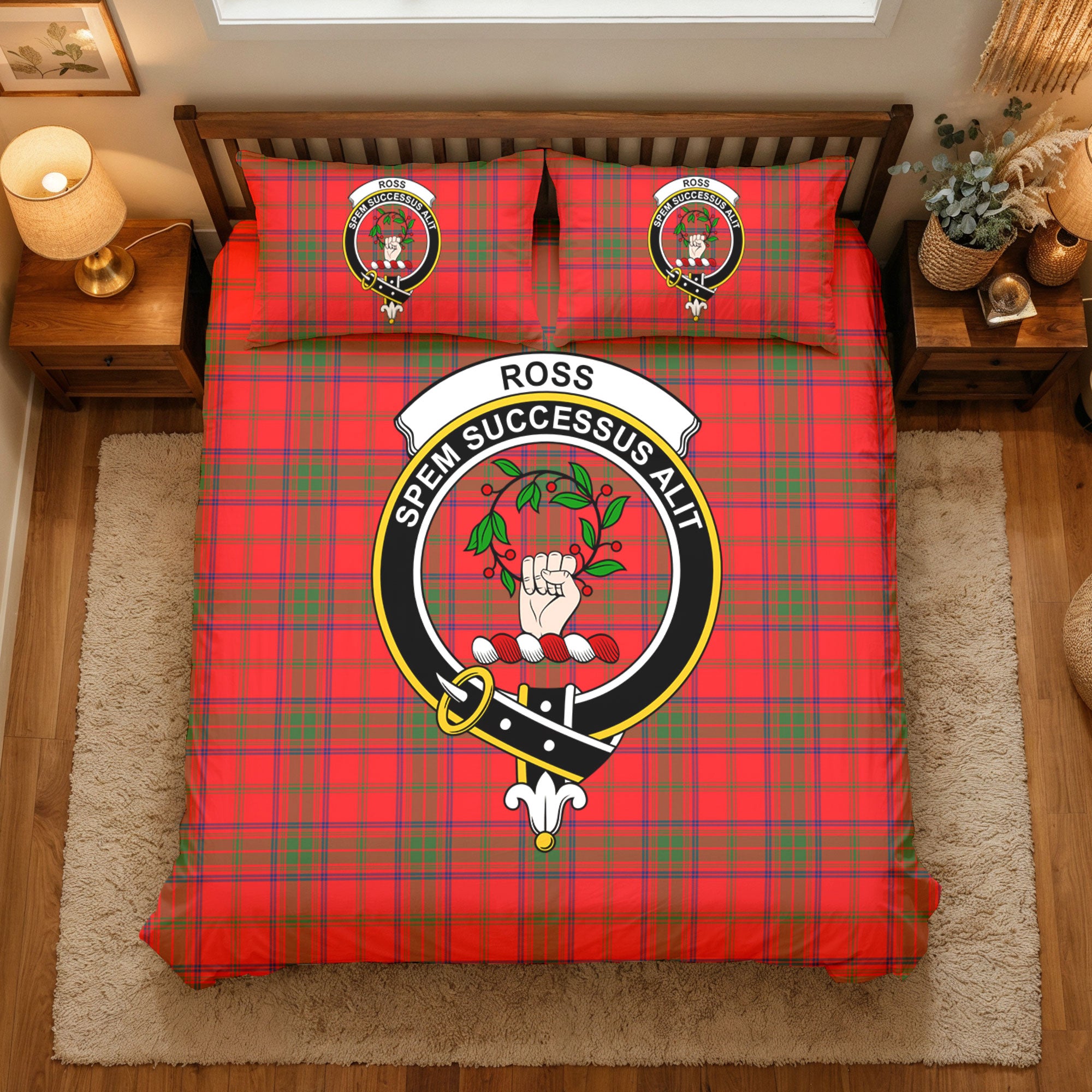 Ross Modern Tartan Crest Bedding Set