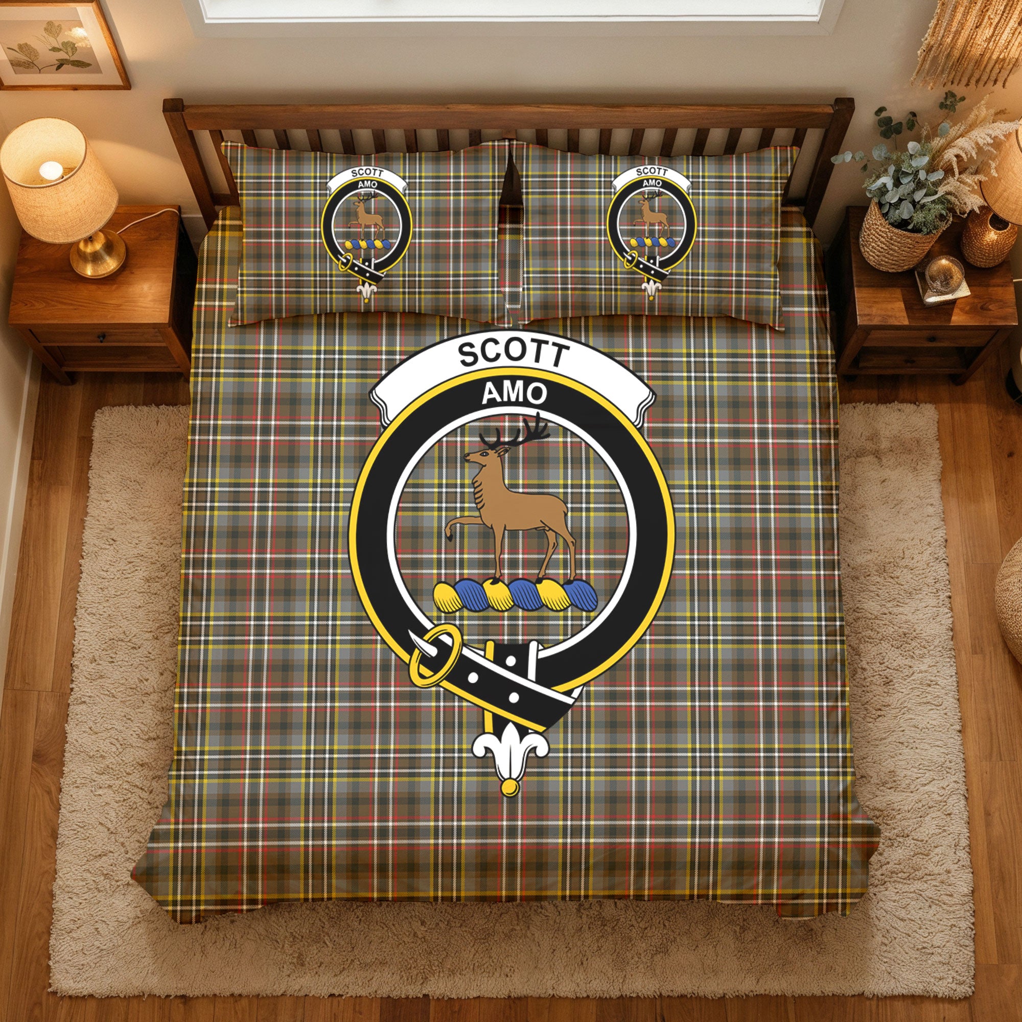 Scott Green Weathered Tartan Crest Bedding Set