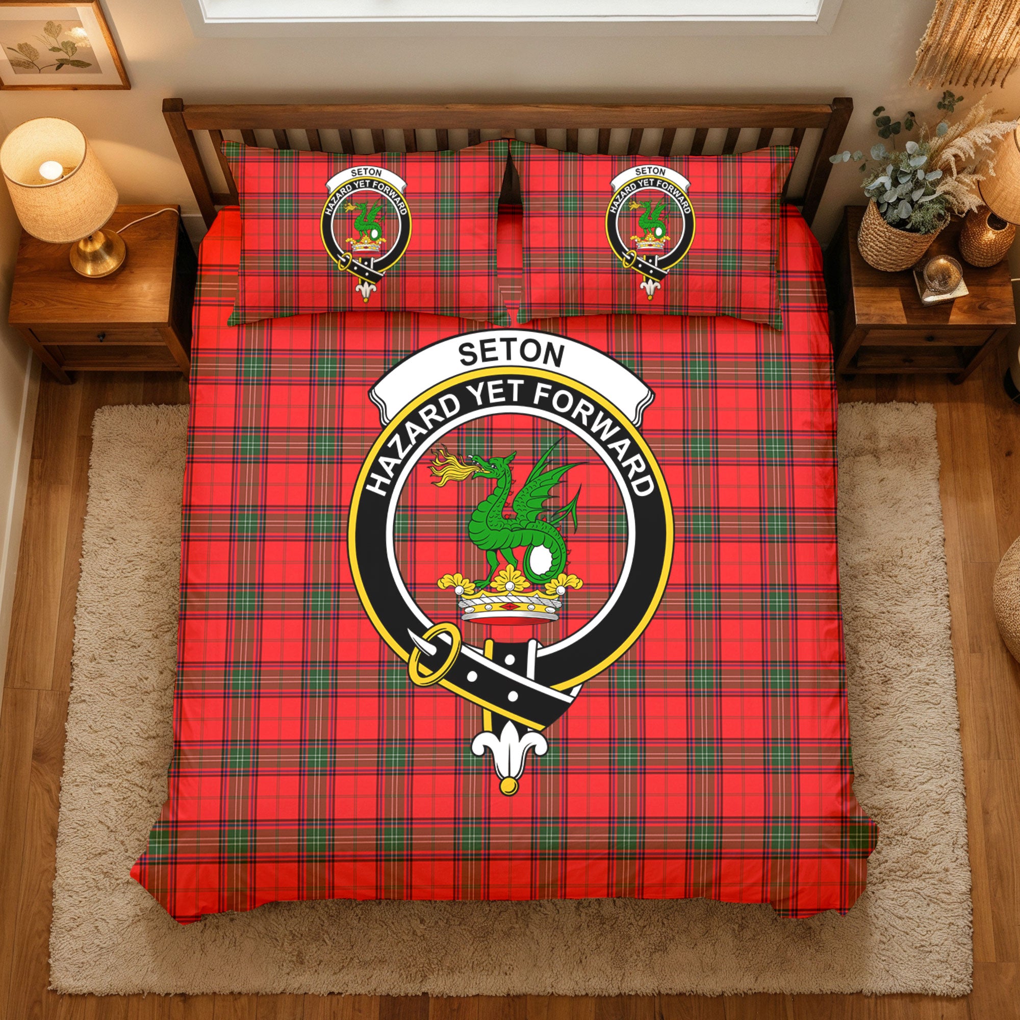 Seton Modern Tartan Crest Bedding Set