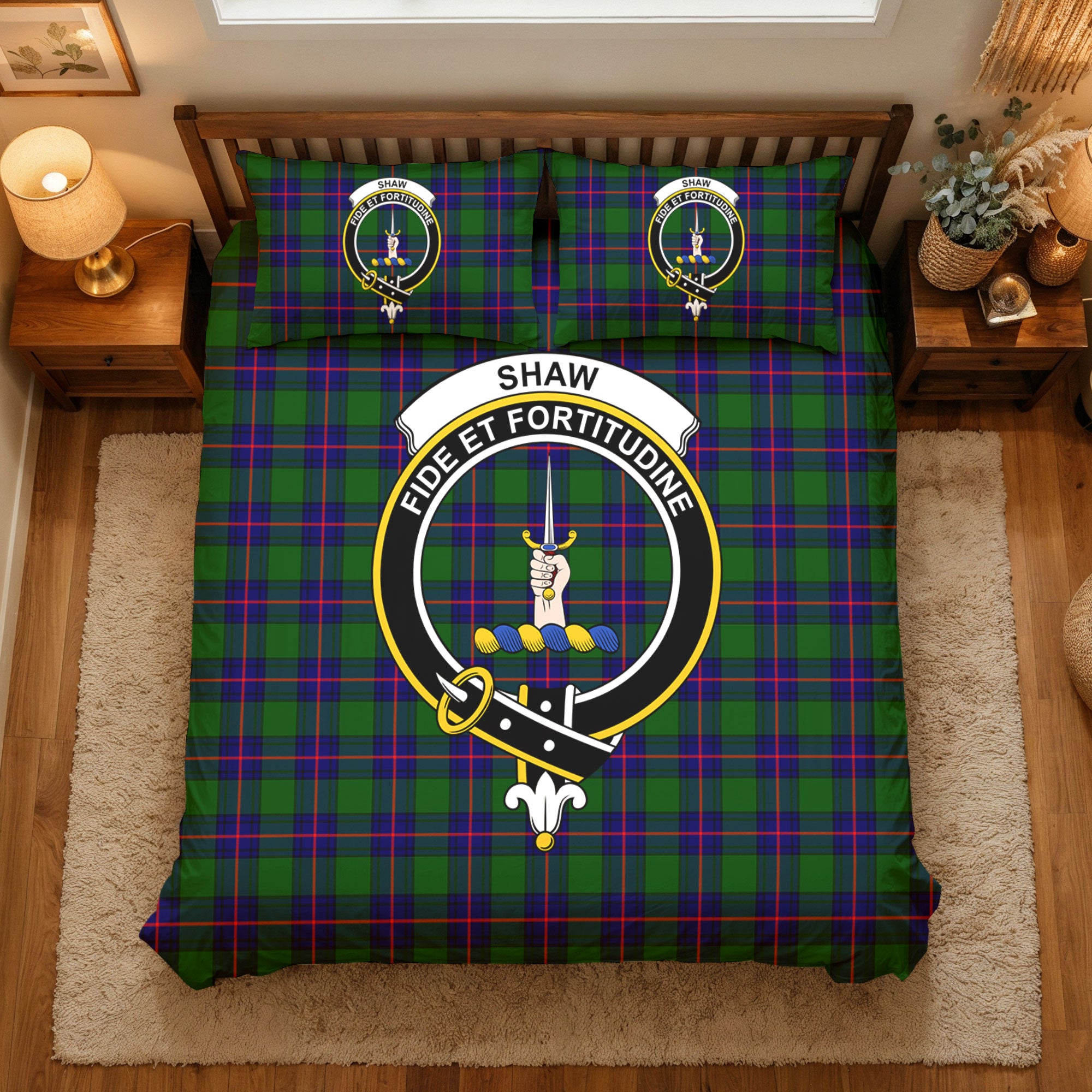 Shaw Modern Tartan Crest Bedding Set