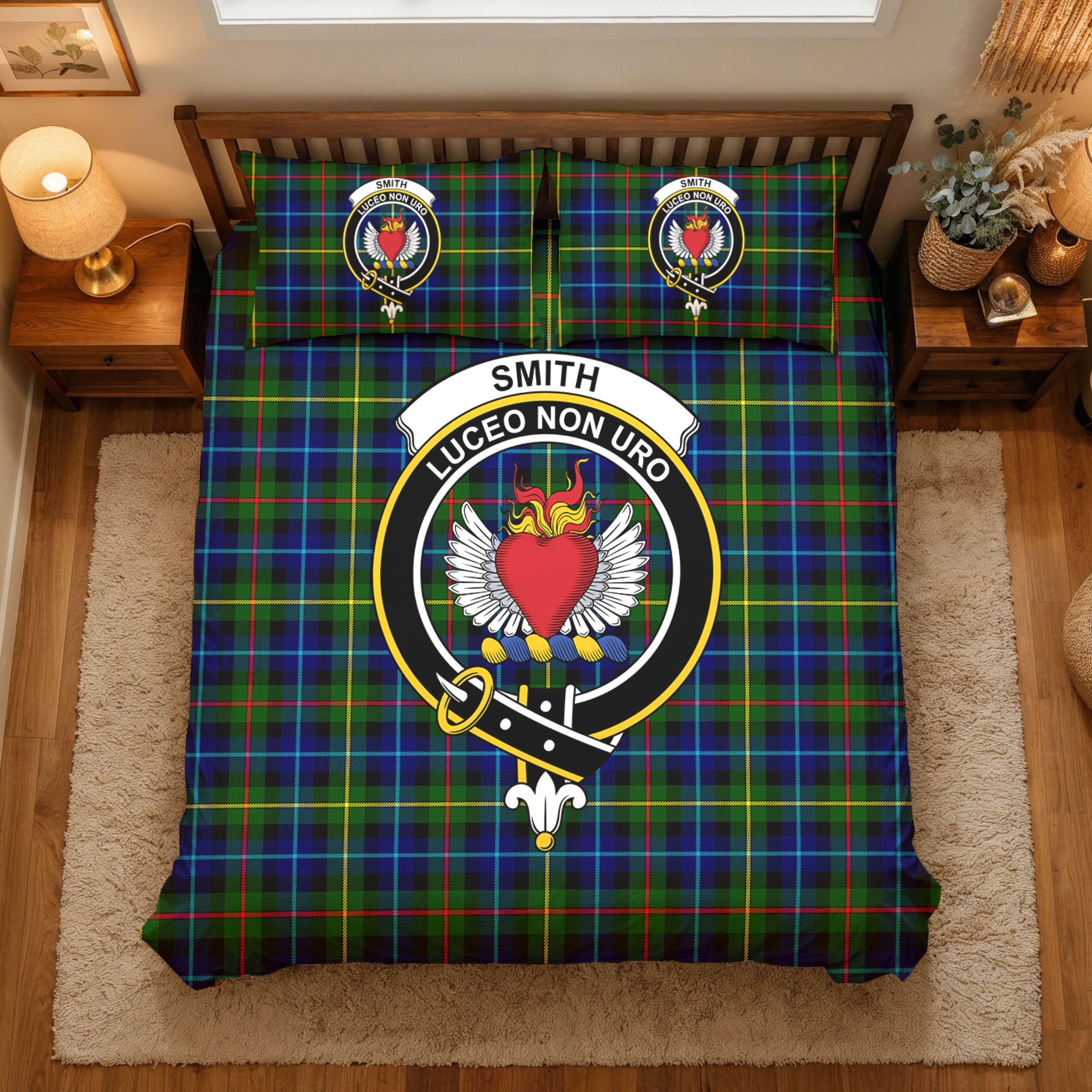 Smith Modern Tartan Crest Bedding Set