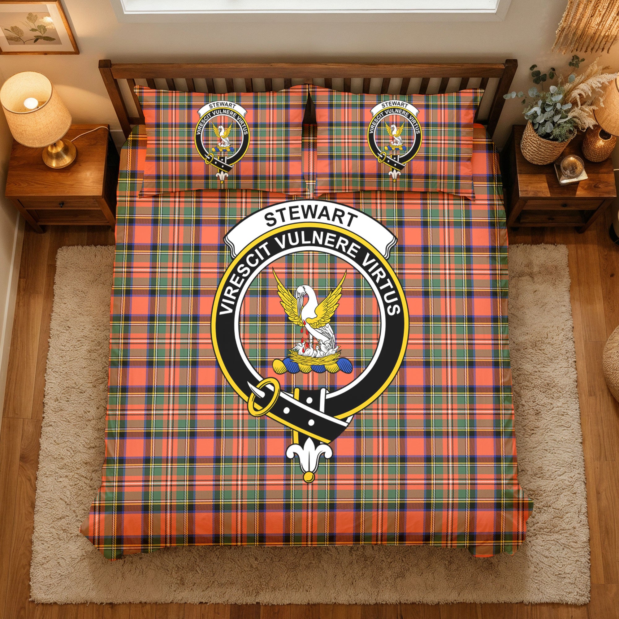 Stewart Royal Ancient Tartan Crest Bedding Set
