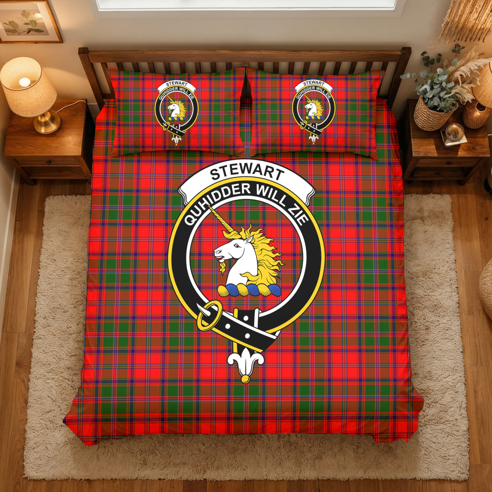 Stewart of Appin Modern Tartan Crest Bedding Set