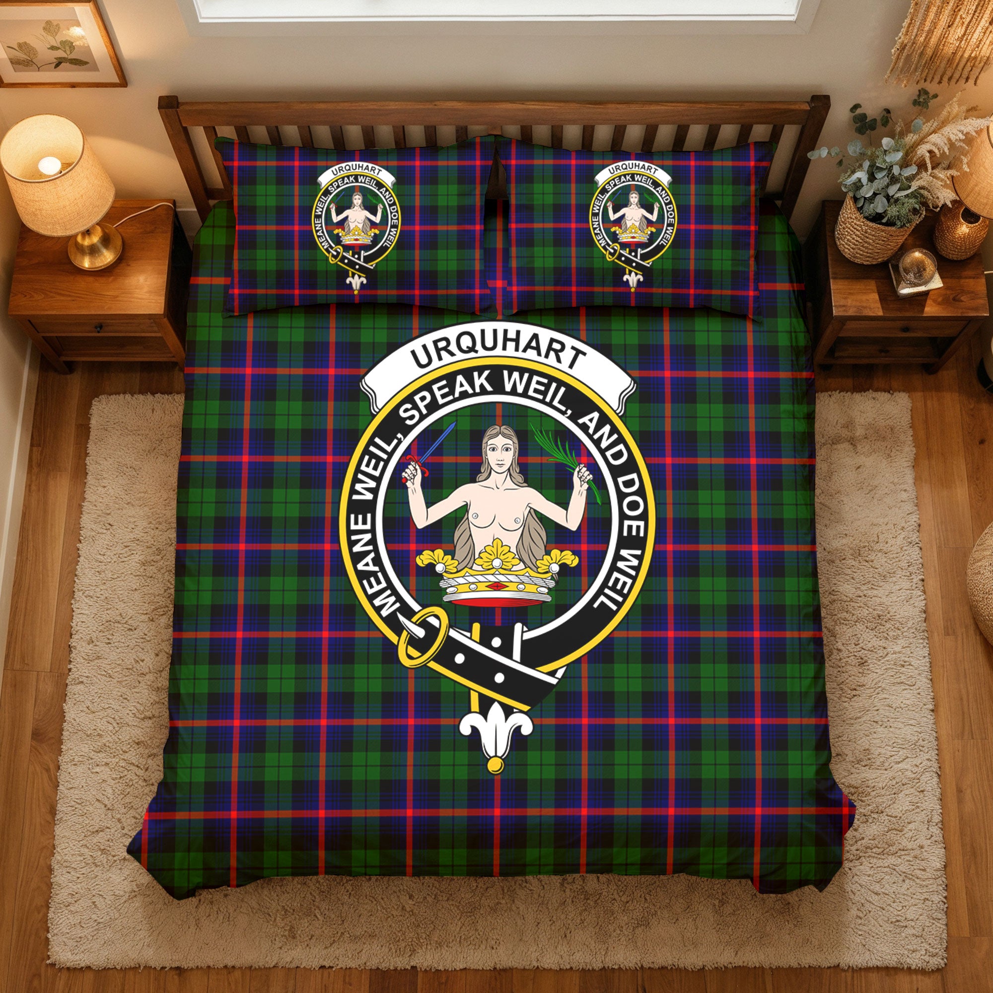 Urquhart Modern Tartan Crest Bedding Set