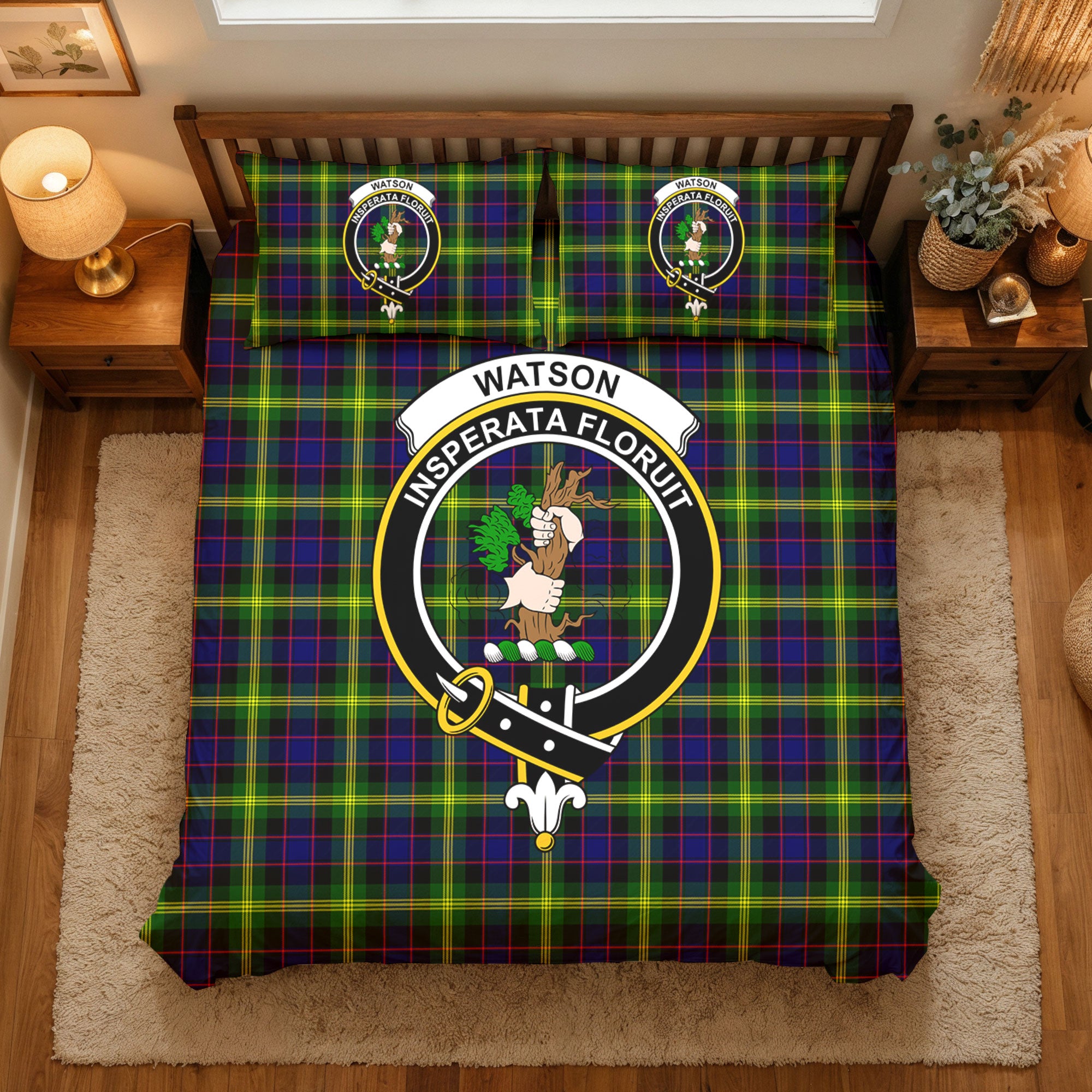 Watson Modern Tartan Crest Bedding Set