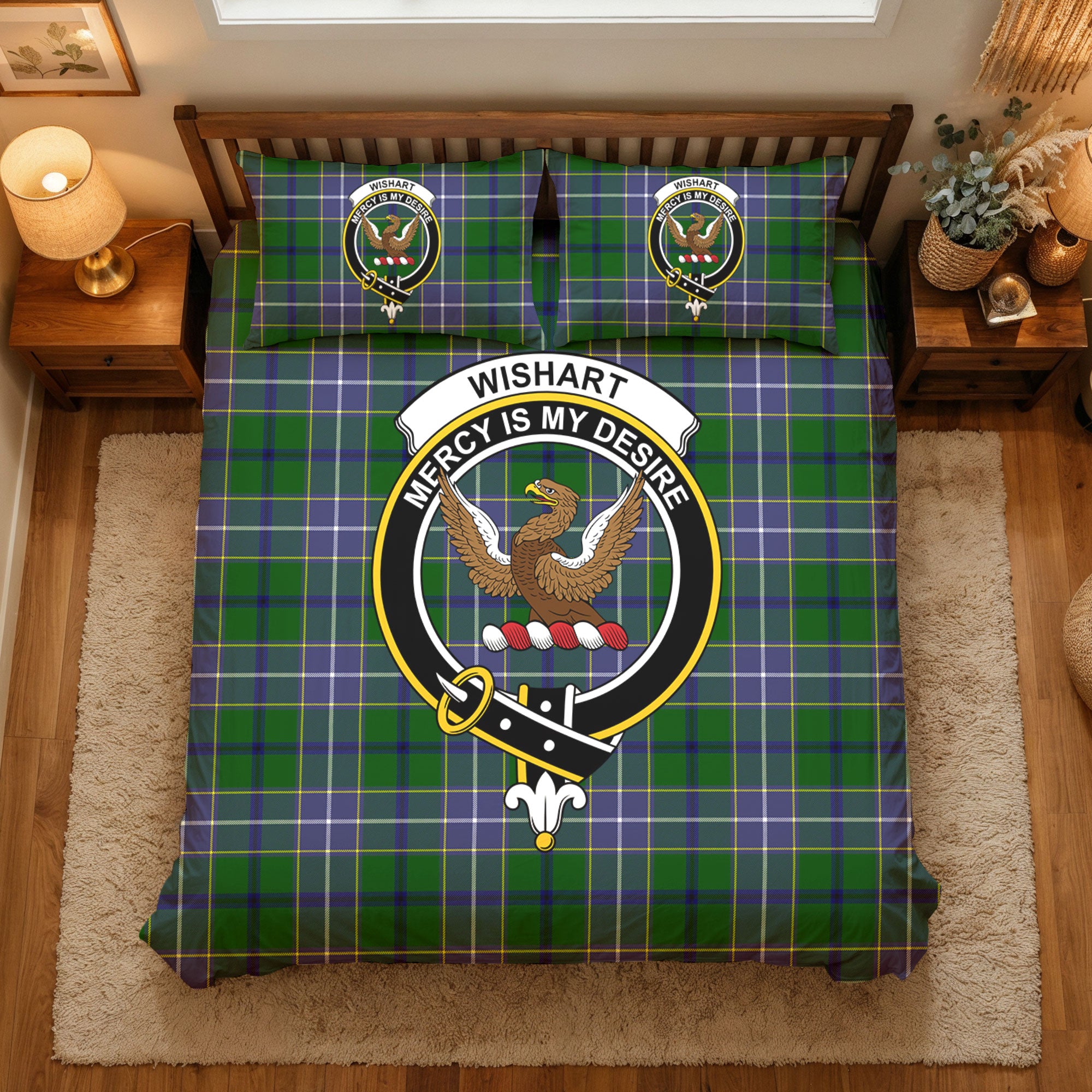Wishart Hunting Tartan Crest Bedding Set