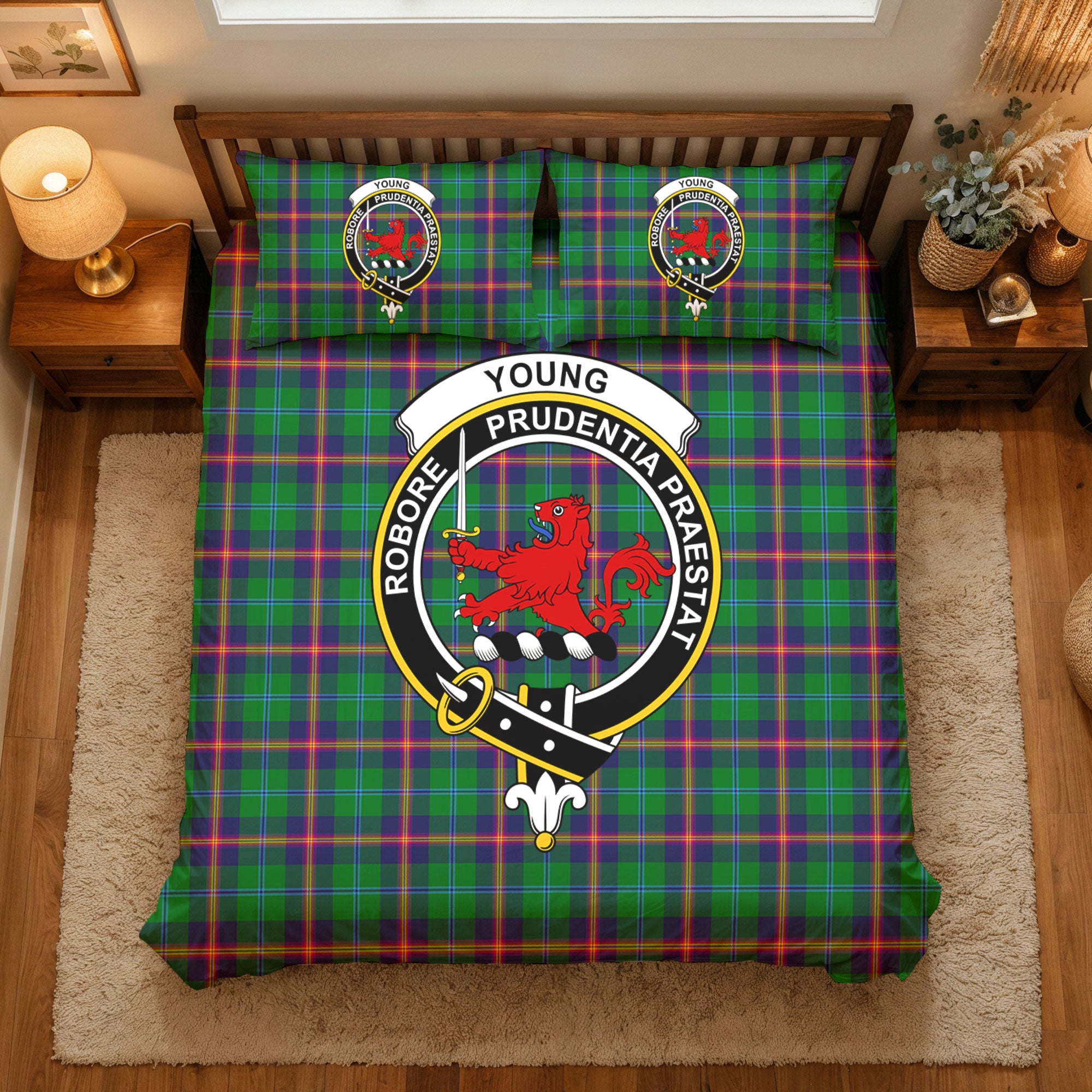 Young Modern Tartan Crest Bedding Set
