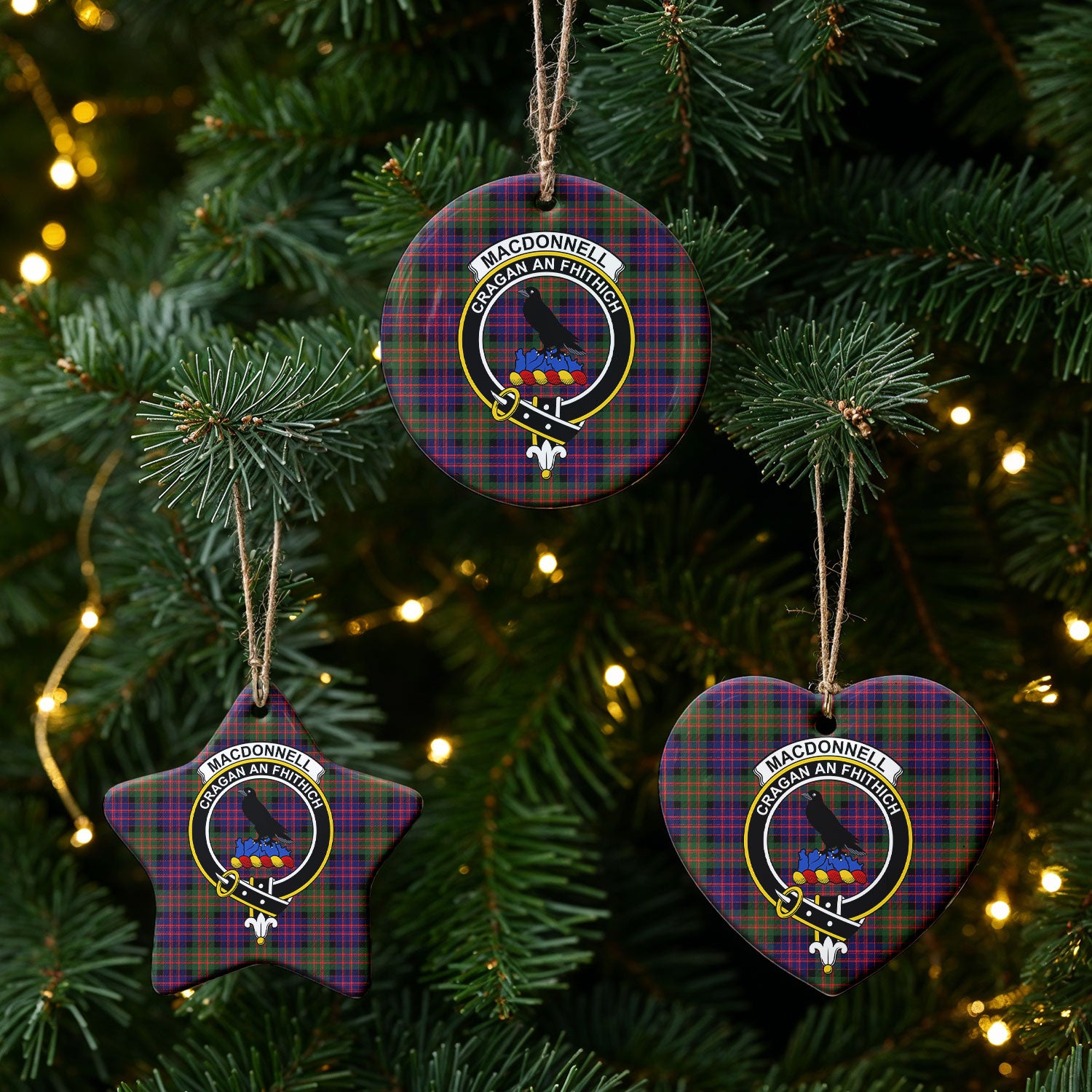 MacDonnell of Glengarry Modern Tartan Crest Christmas Ceramic Ornament