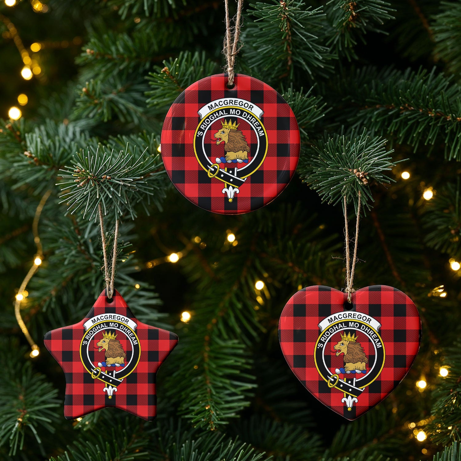 MacGregor Rob Roy Modern Tartan Crest Christmas Ceramic Ornament