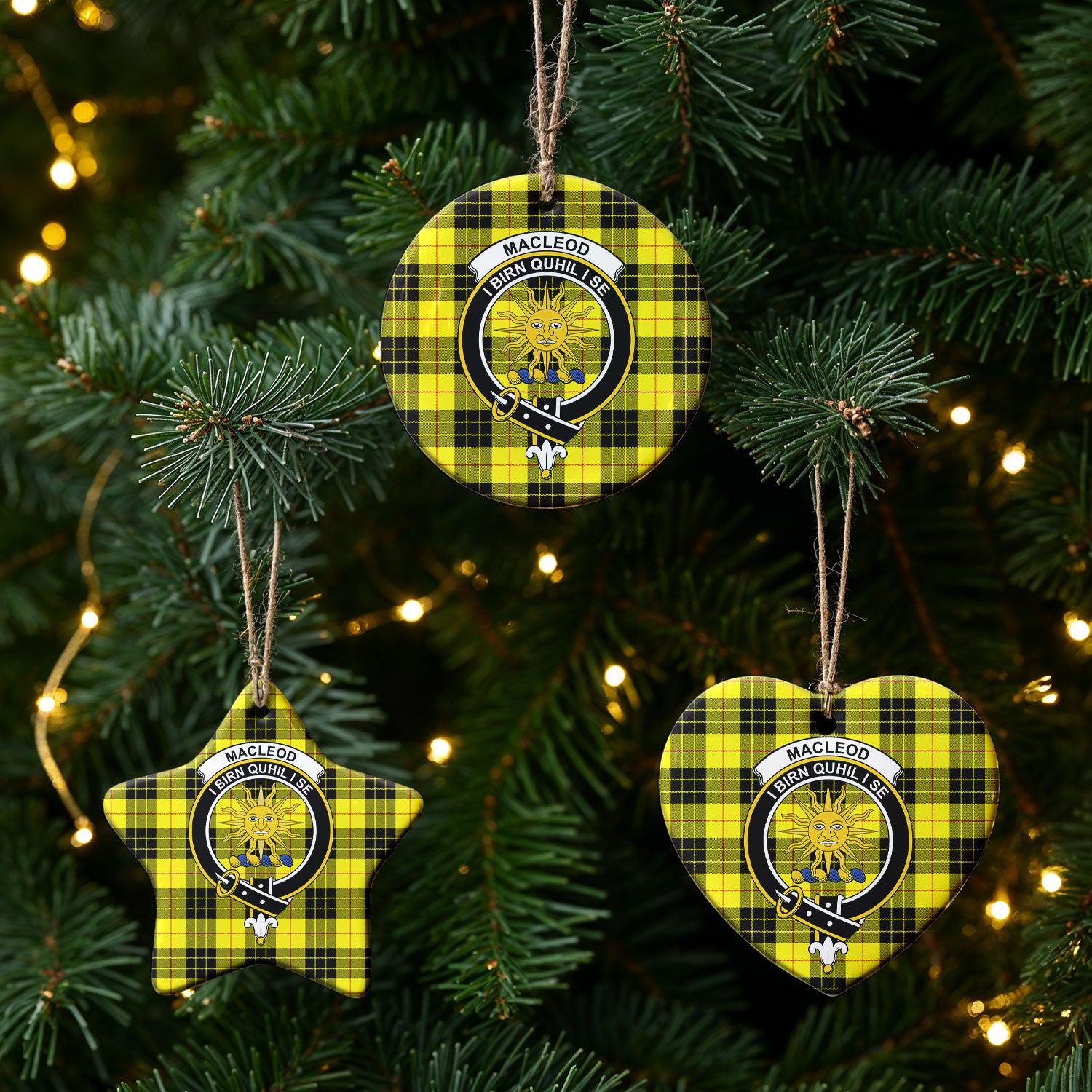 MacLeod of Lewis Modern Tartan Crest Christmas Ceramic Ornament