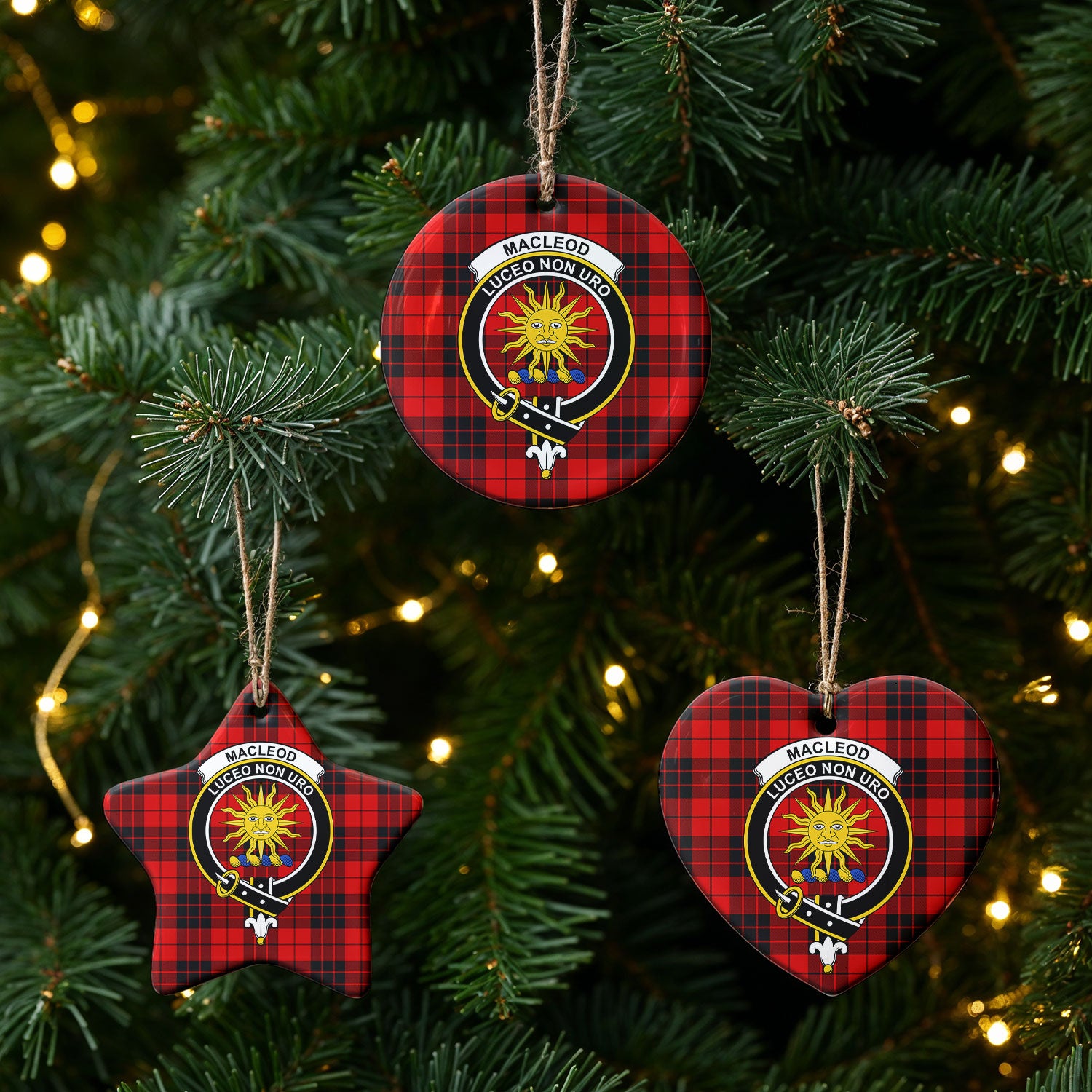 MacLeod of Raasay Tartan Crest Christmas Ceramic Ornament