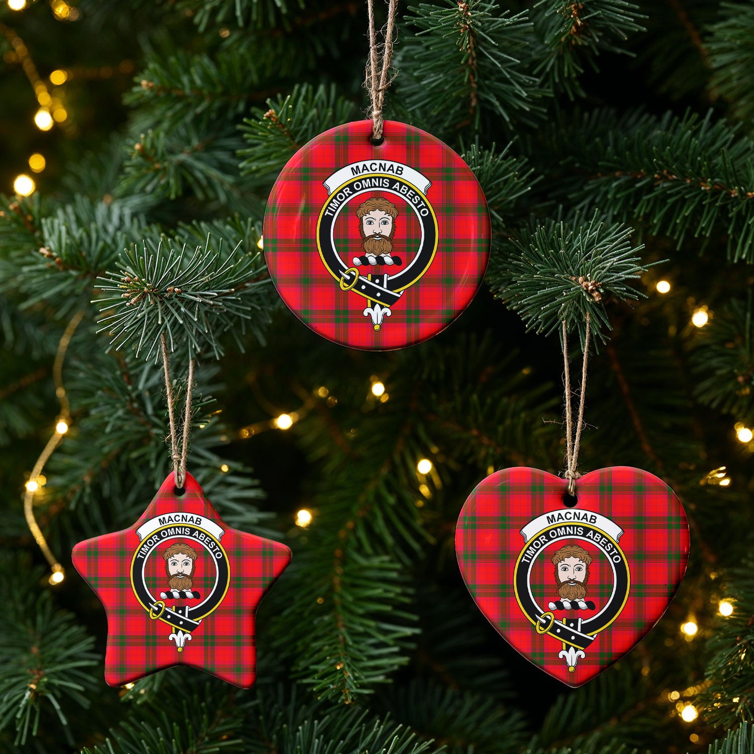 MacNab Modern Tartan Crest Christmas Ceramic Ornament