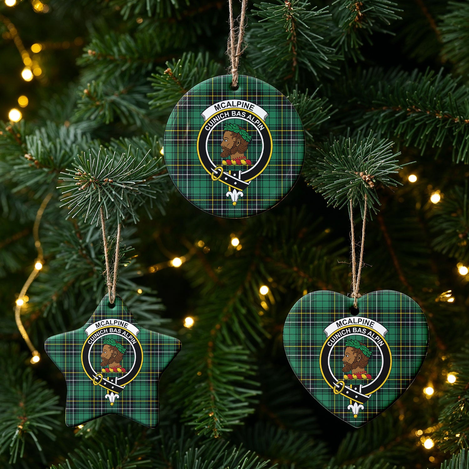 McAlpine Ancient Tartan Crest Christmas Ceramic Ornament