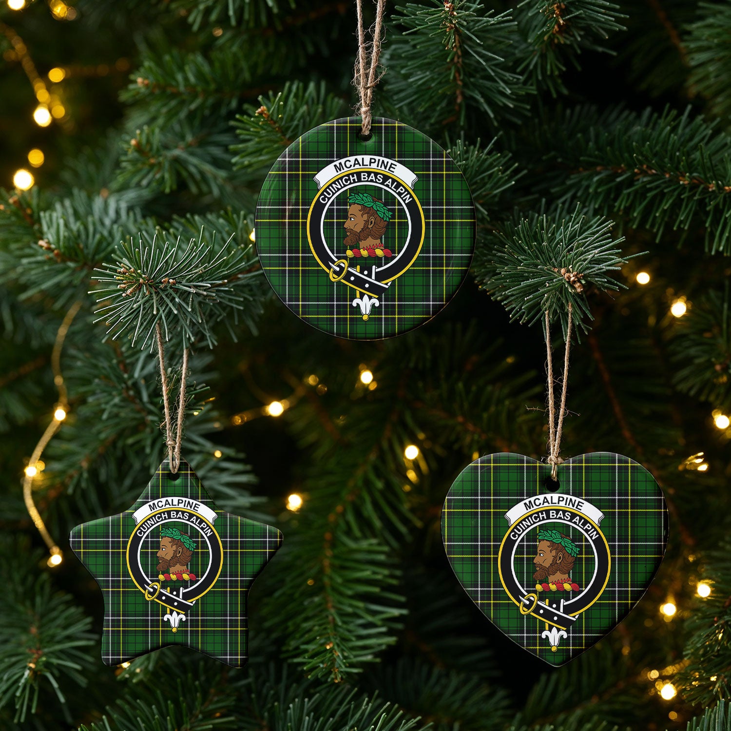 McAlpine Modern Tartan Crest Christmas Ceramic Ornament