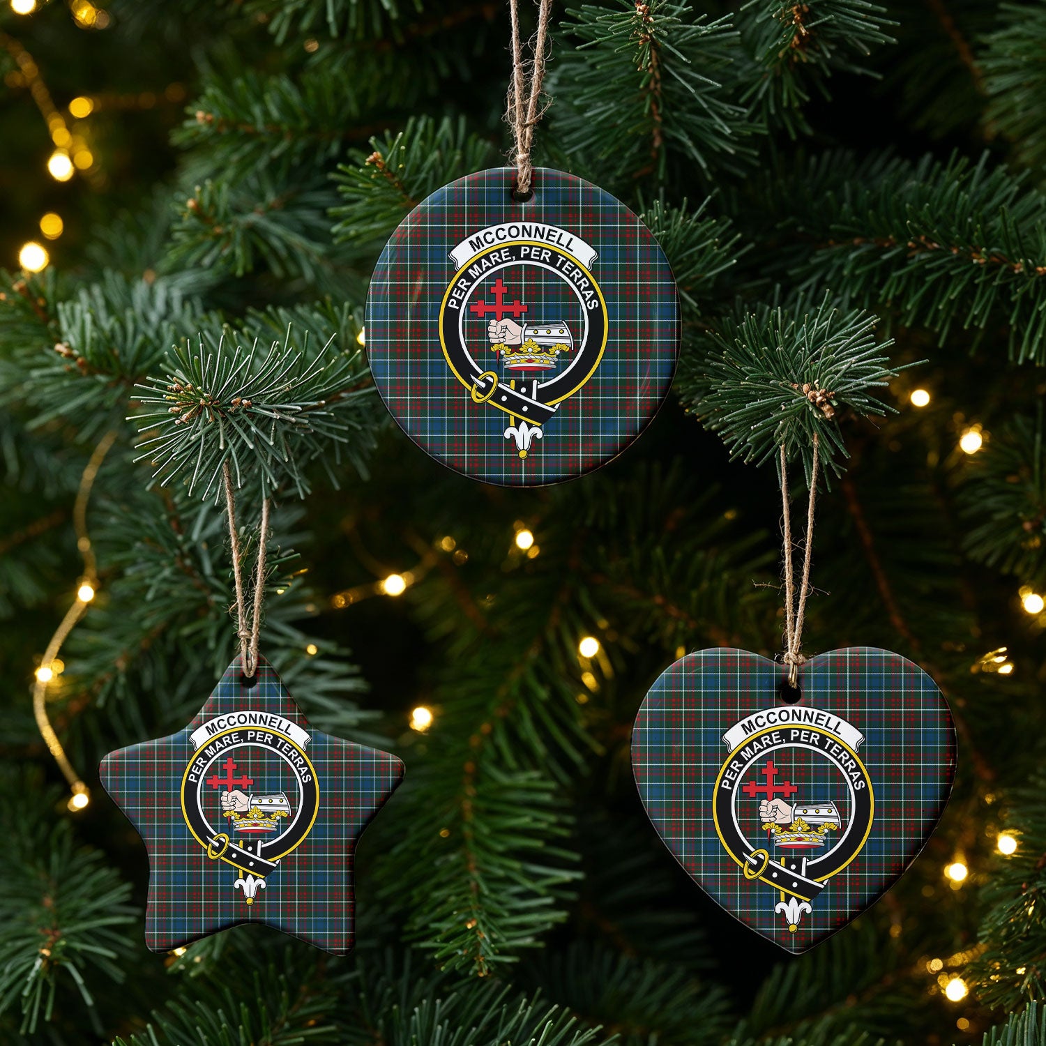 McConnell Tartan Crest Christmas Ceramic Ornament