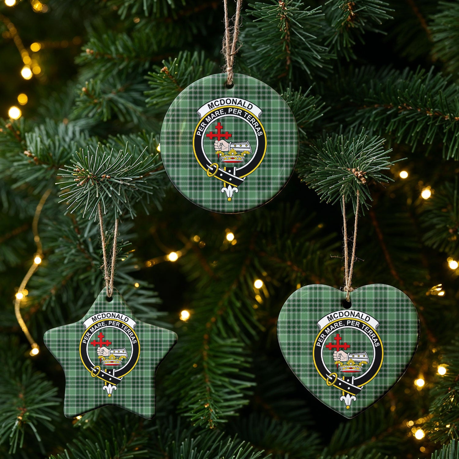 McDonald Lord of the Isles Hunting Tartan Crest Christmas Ceramic Ornament