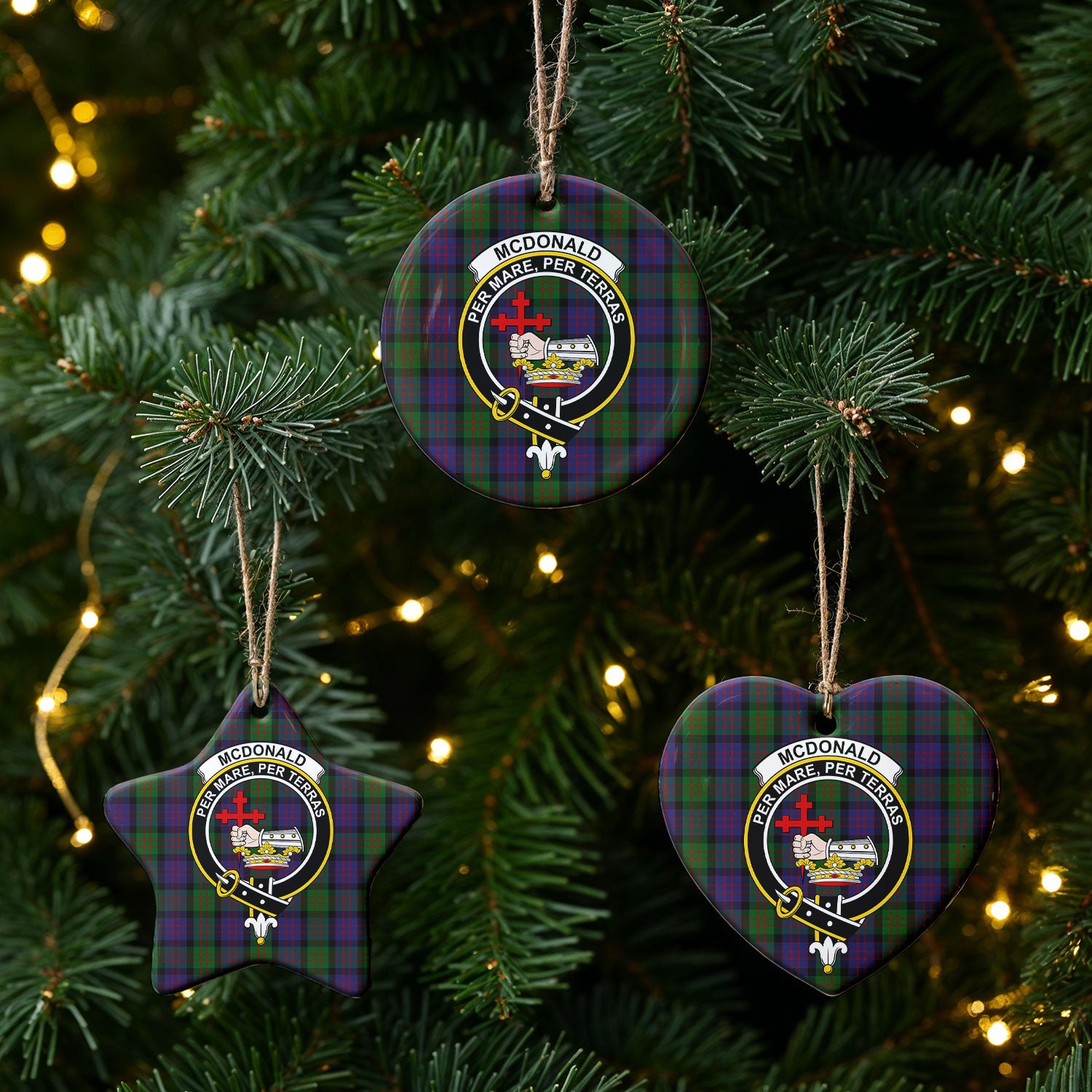 McDonald Tartan Crest Christmas Ceramic Ornament