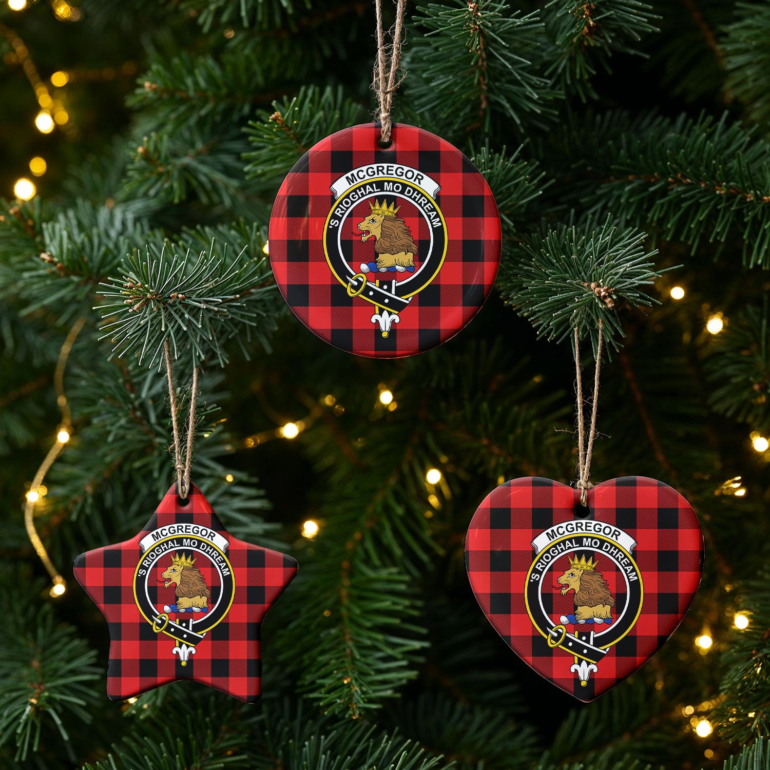 McGregor Rob Roy Modern Tartan Crest Christmas Ceramic Ornament
