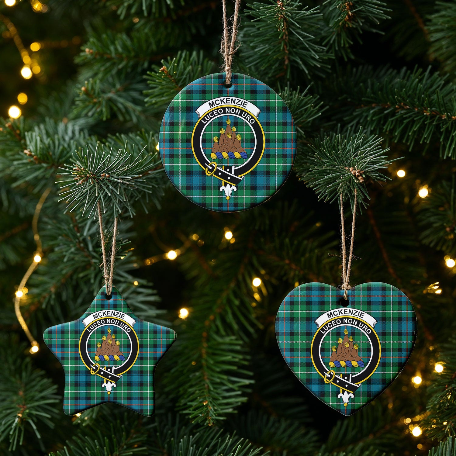 McKenzie Ancient Tartan Crest Christmas Ceramic Ornament