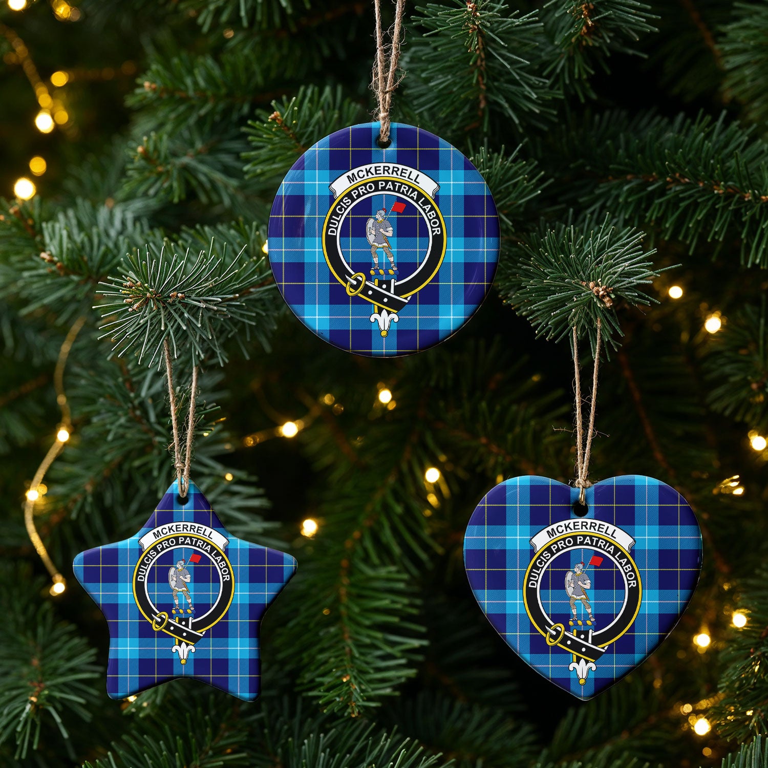 McKerrell Tartan Crest Christmas Ceramic Ornament