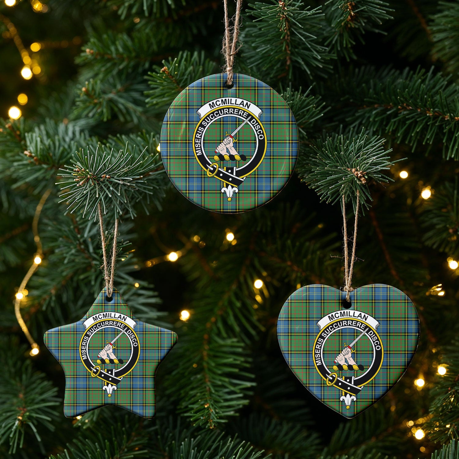 McMillan Hunting Ancient Tartan Crest Christmas Ceramic Ornament