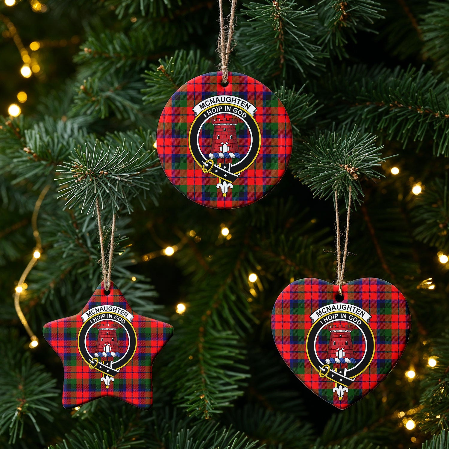 McNaughten Tartan Crest Christmas Ceramic Ornament