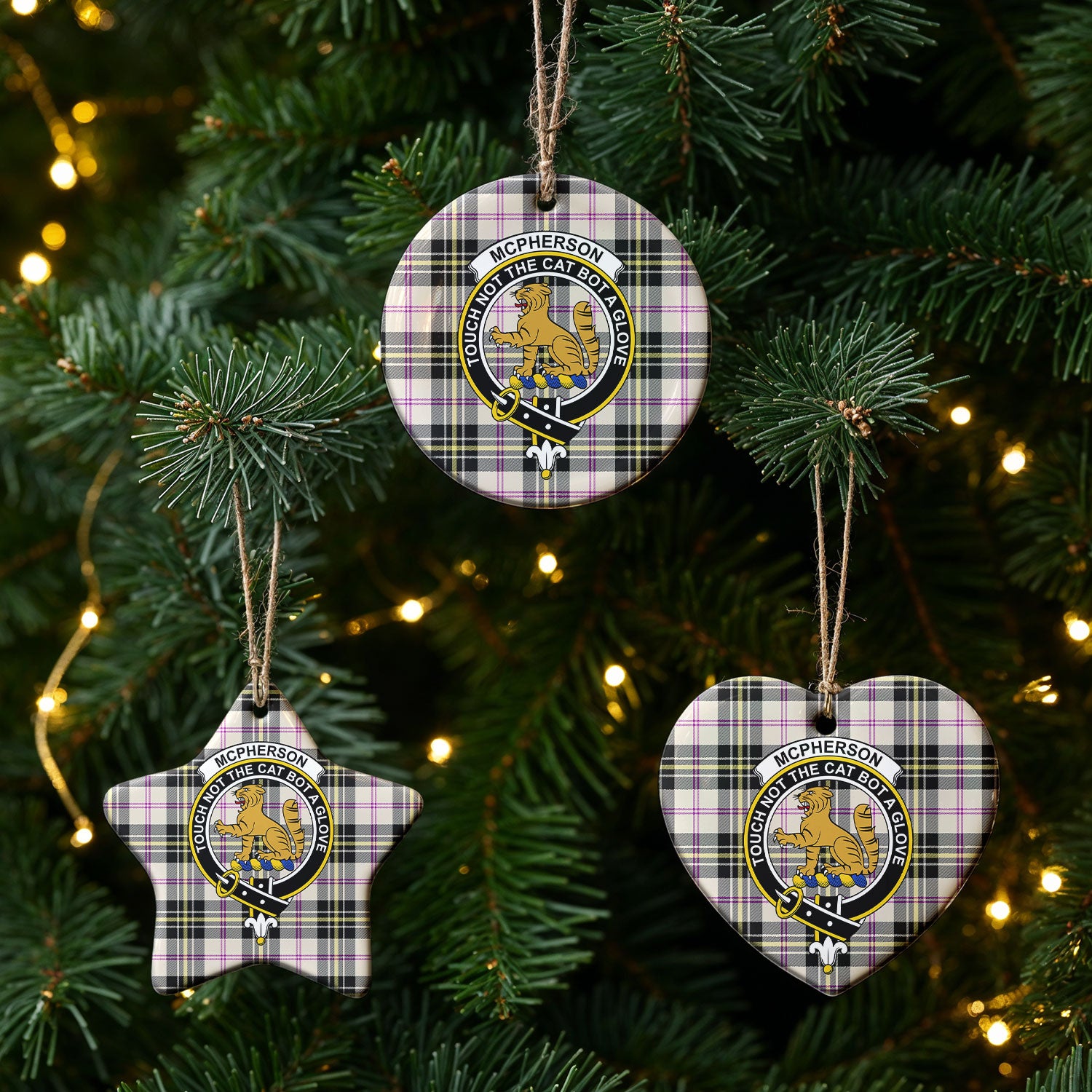 McPherson Dress Ancient Tartan Crest Christmas Ceramic Ornament