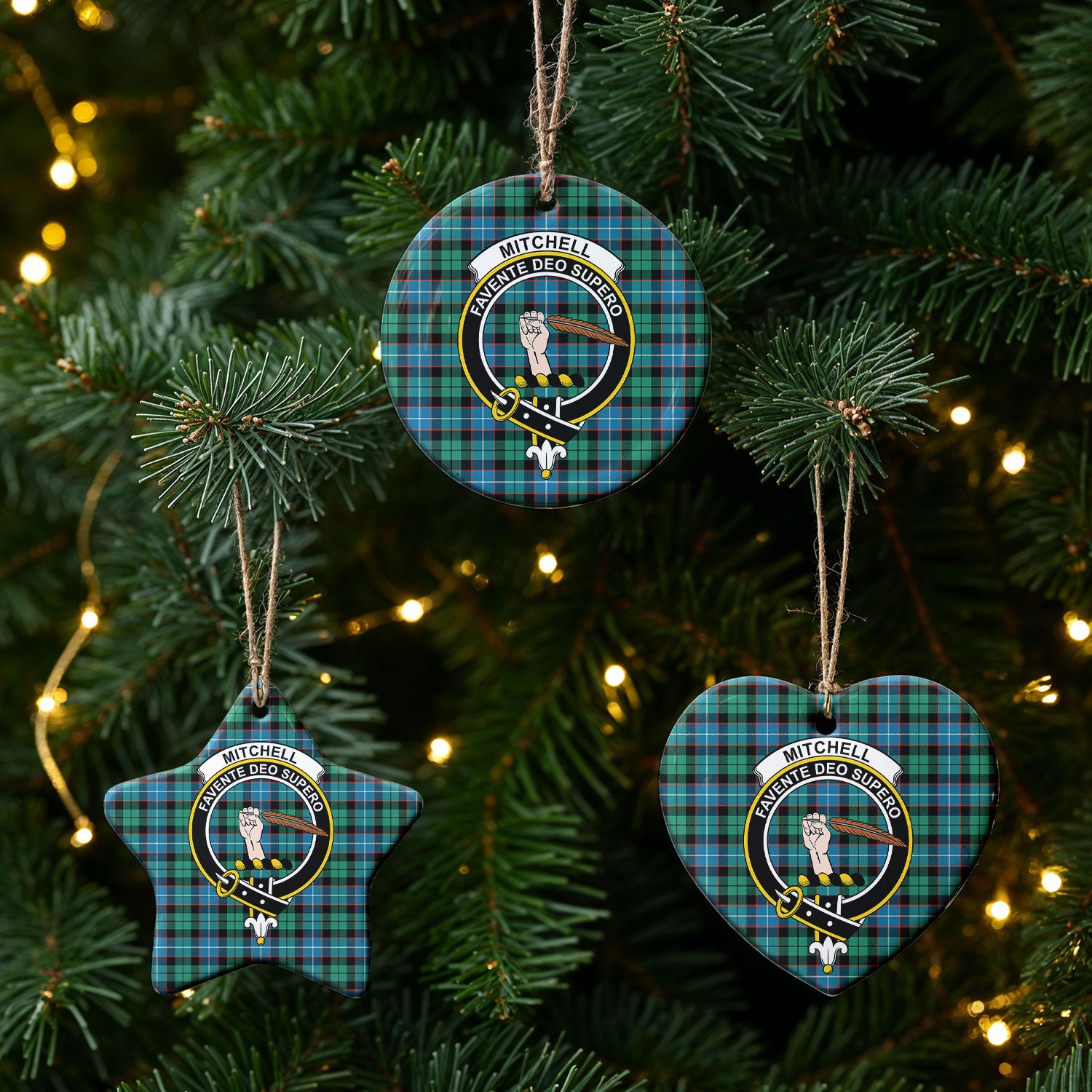 Mitchell Ancient Tartan Crest Christmas Ceramic Ornament