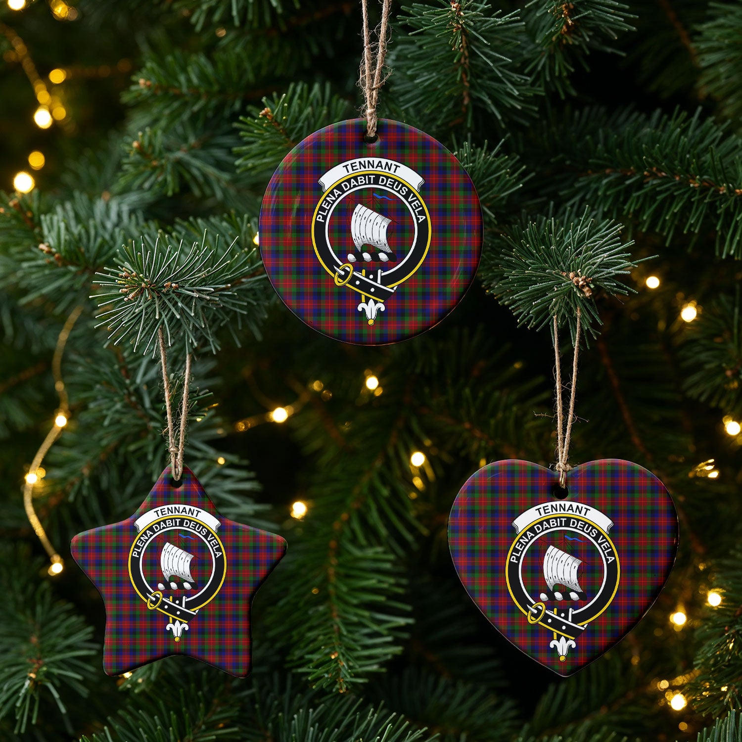 Tennant Tartan Crest Christmas Ceramic Ornament