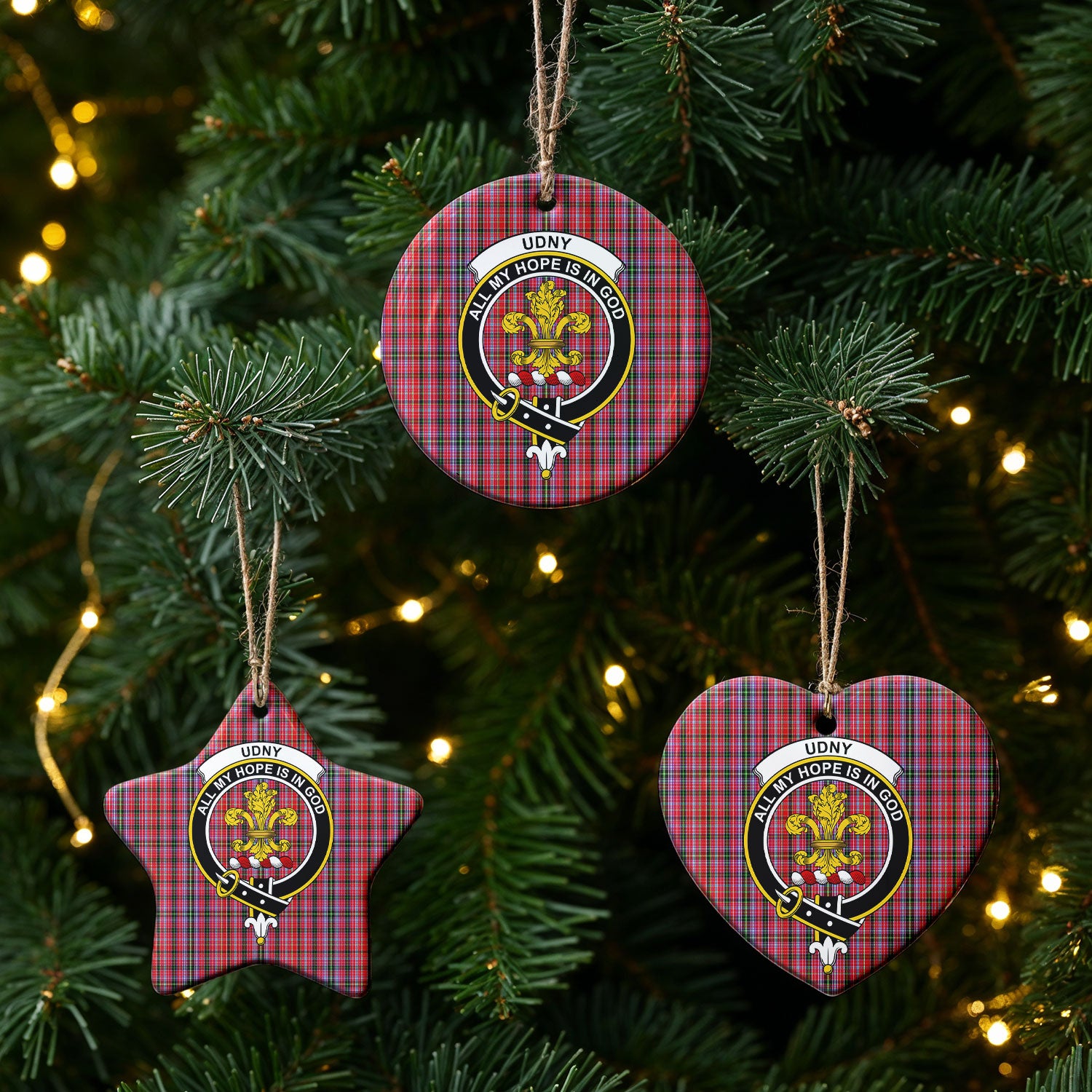 Udny Tartan Crest Christmas Ceramic Ornament