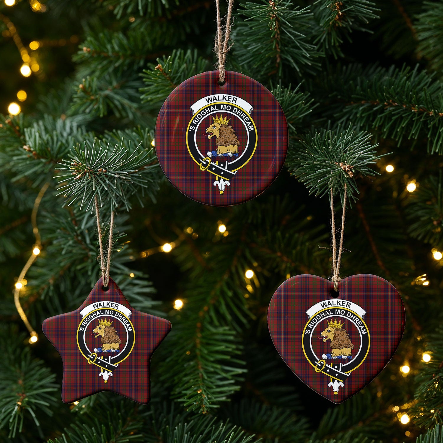 Walker Tartan Crest Christmas Ceramic Ornament