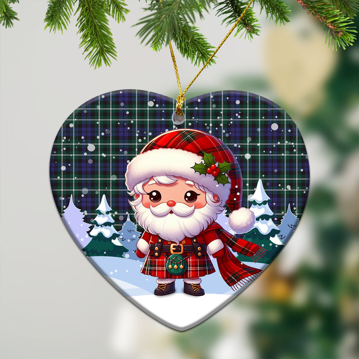 Allardice Tartan Christmas Ceramic Ornament - Santa Claus In Kilt Style