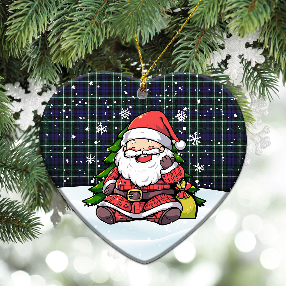 Allardice Tartan Christmas Ceramic Ornament - Scottish Santa Style