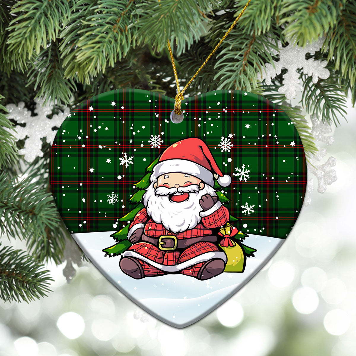 Anstruther Tartan Christmas Ceramic Ornament - Scottish Santa Style