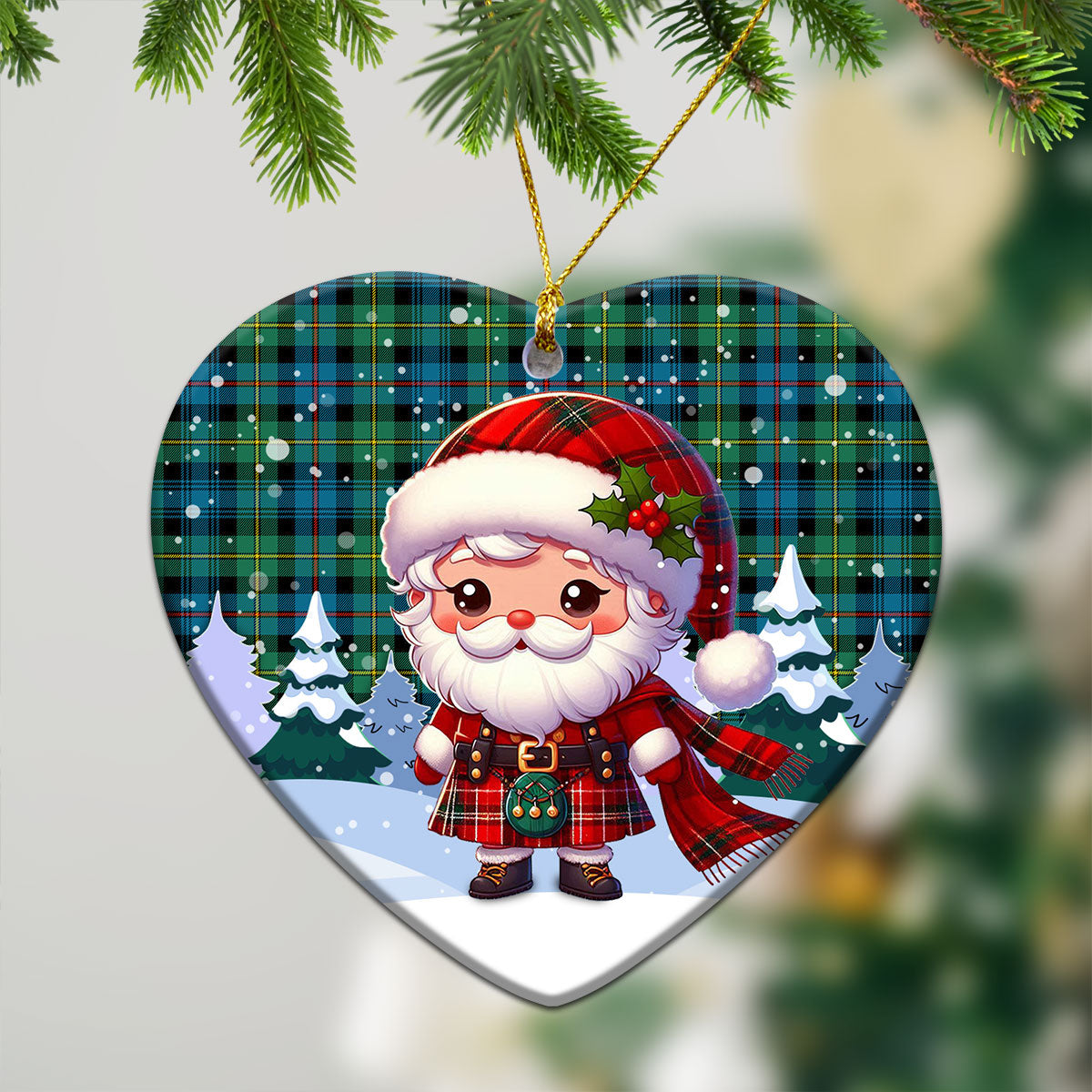 Baillie Ancient Tartan Christmas Ceramic Ornament - Santa Claus In Kilt Style