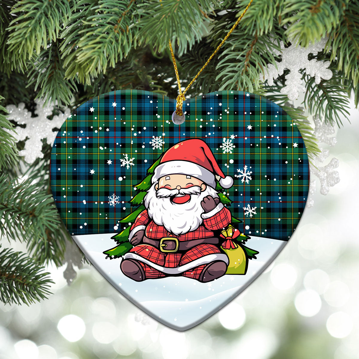 Baillie Ancient Tartan Christmas Ceramic Ornament - Scottish Santa Style