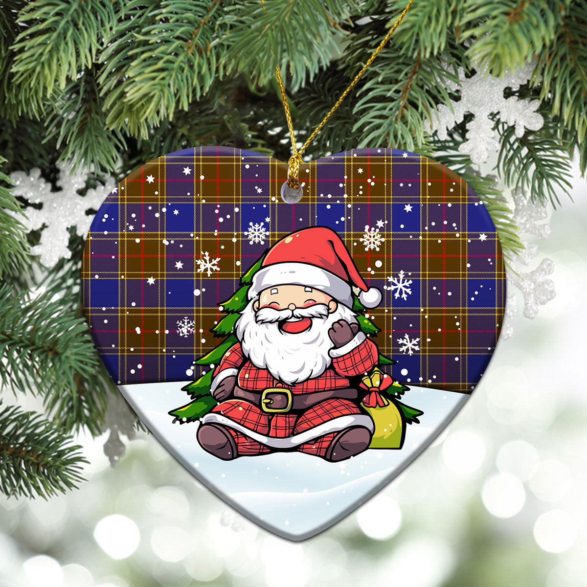 Balfour Modern Tartan Christmas Ceramic Ornament - Scottish Santa Style