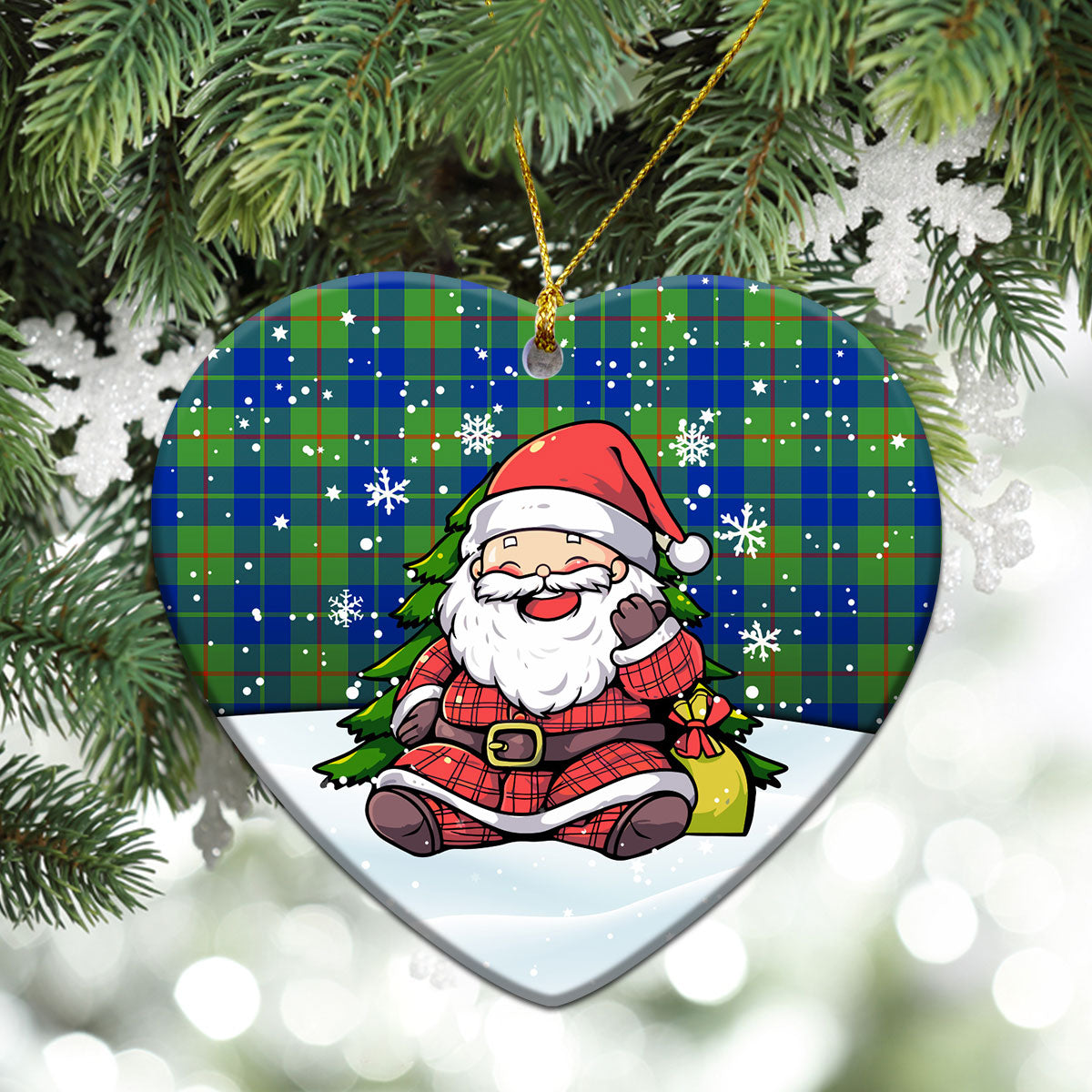 Barclay Hunting Ancient Tartan Christmas Ceramic Ornament - Scottish Santa Style